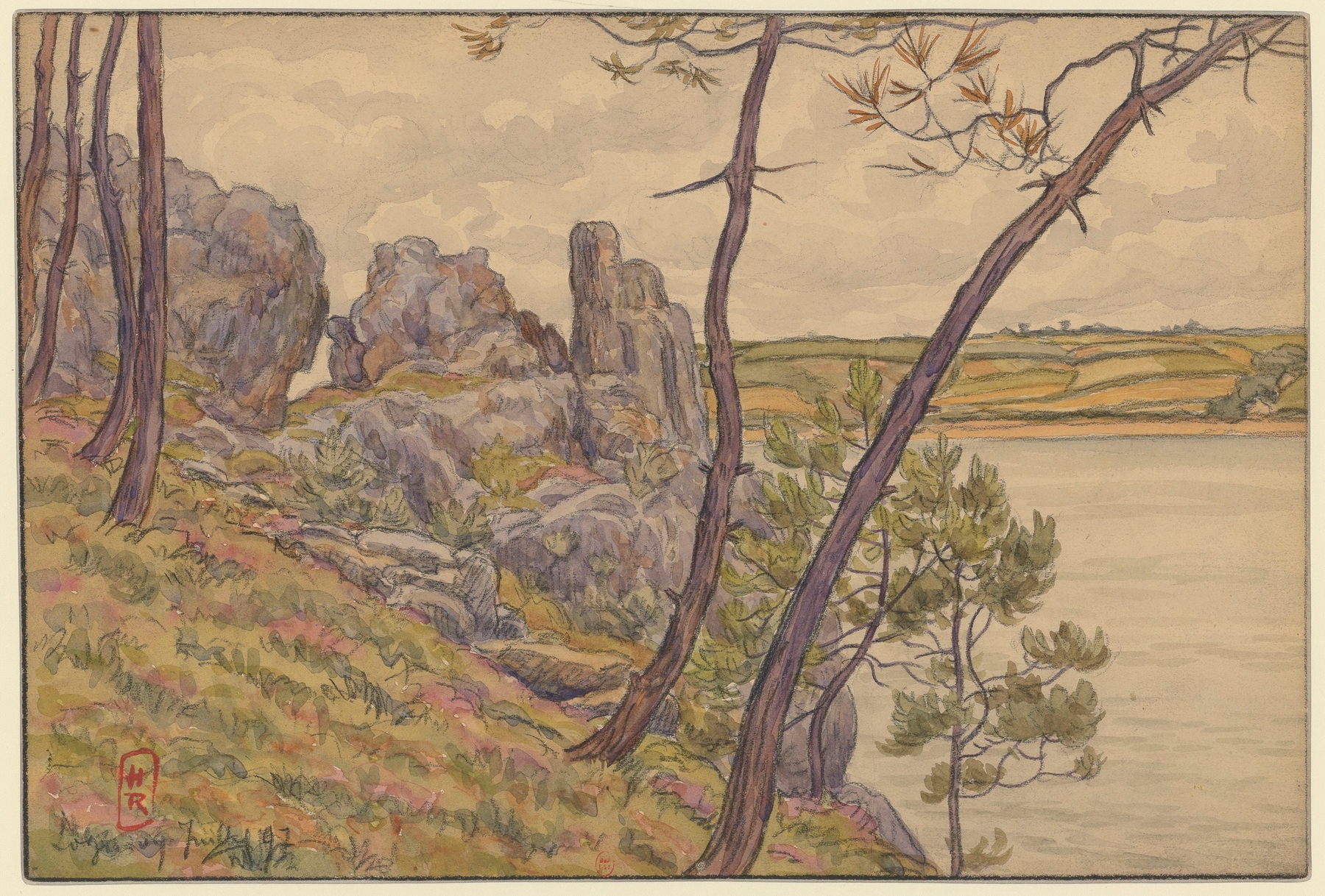Seascape by Henri Rivière, depicting light and water in Loguivy, Landiris, oil painting