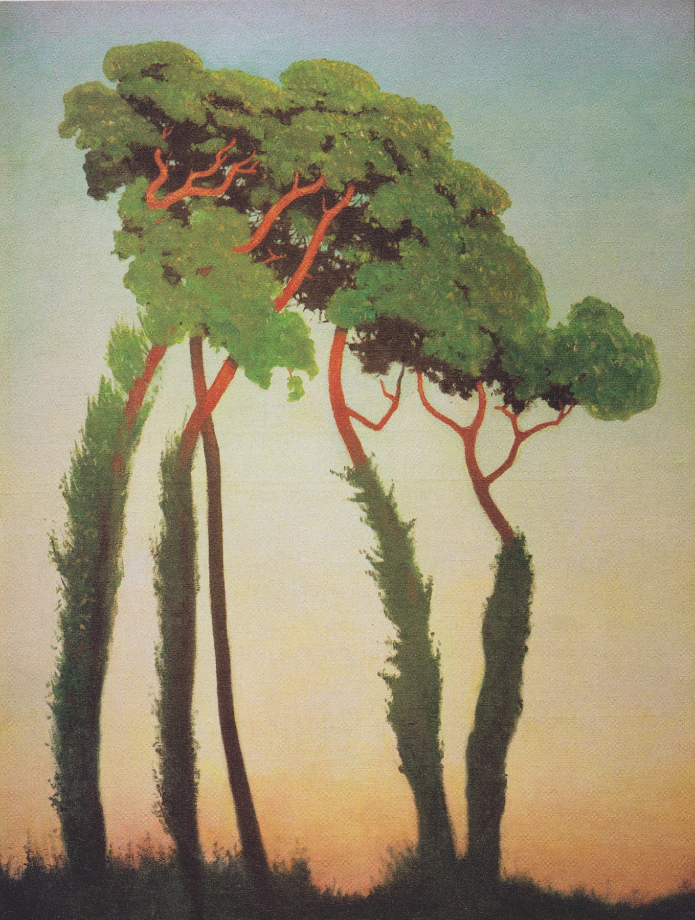 Last Sun Rays by Félix Vallotton, oil painting depicting a sunset landscape with golden light.