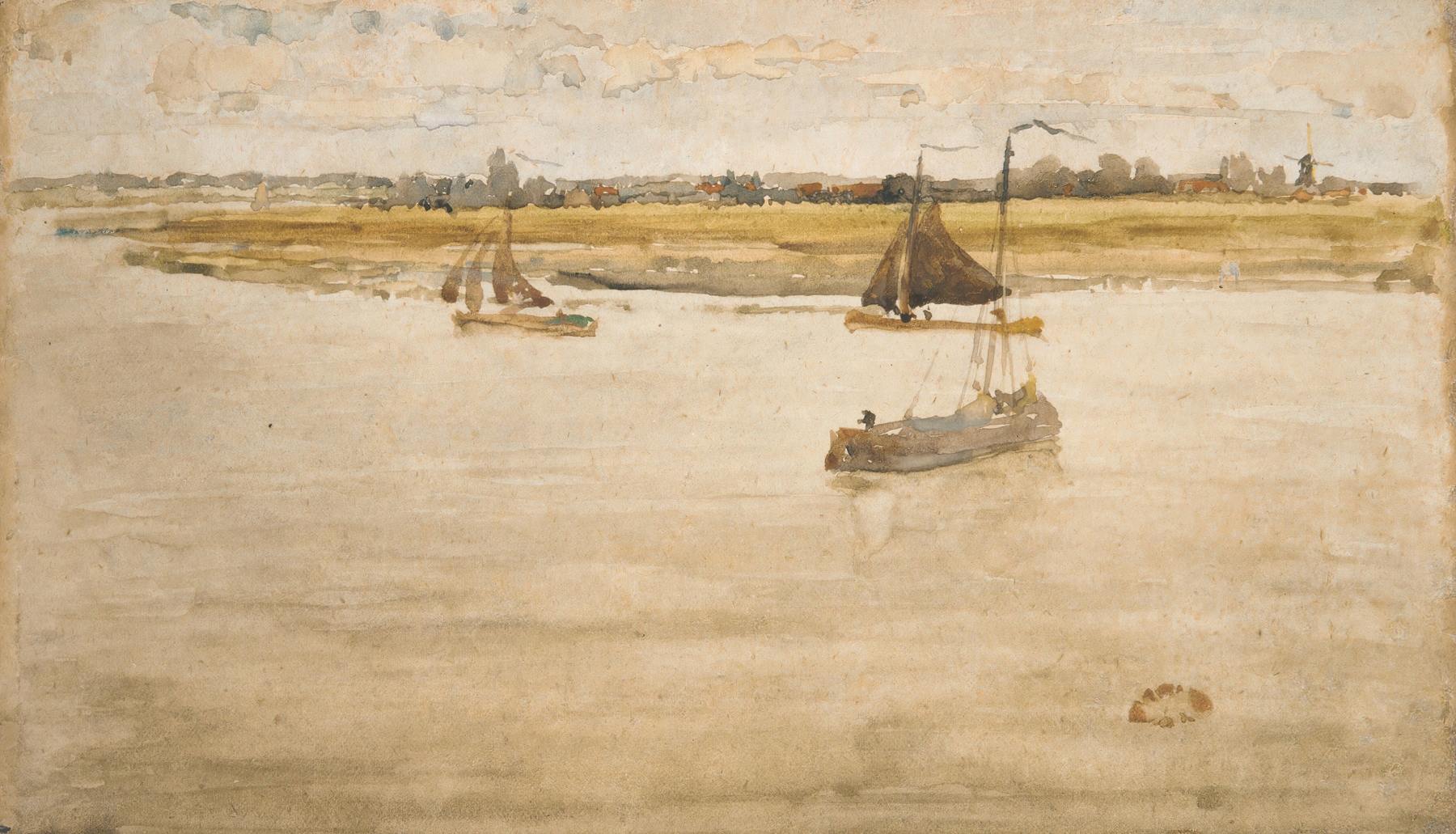 Gold and Brown; Dordrecht, by James Abbott McNeill Whistler, public domain