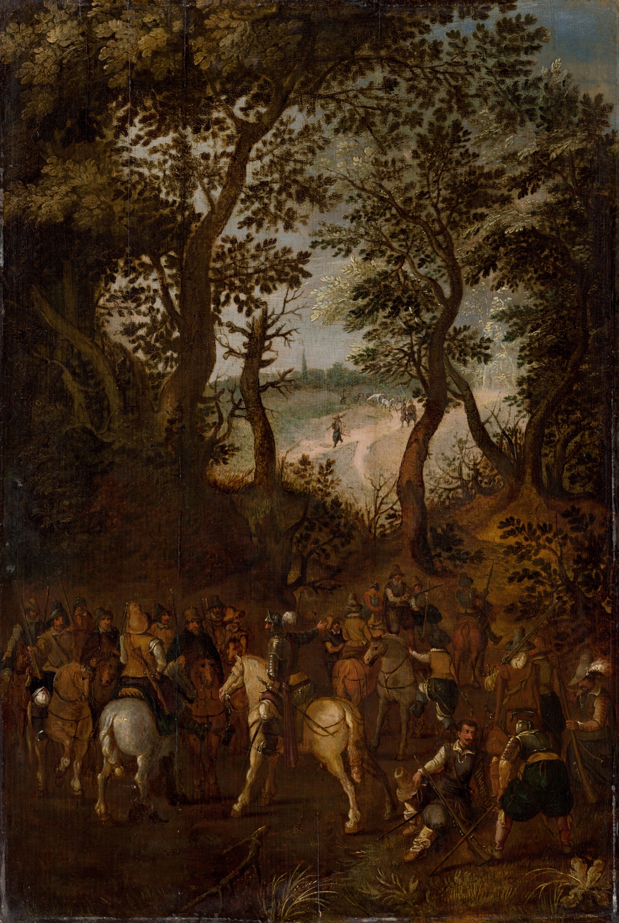 Figurative oil painting by Jacques van der Wijen depicting tension and elegance before chaos.