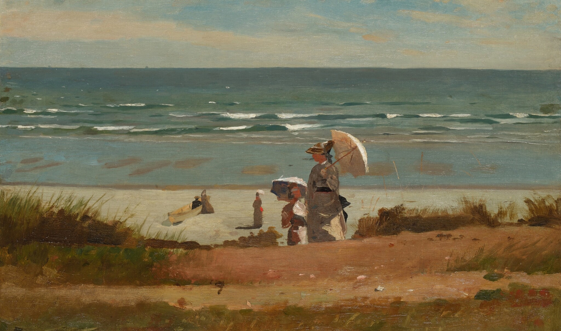 On the Beach at Marshfield, by Winslow Homer, public domain