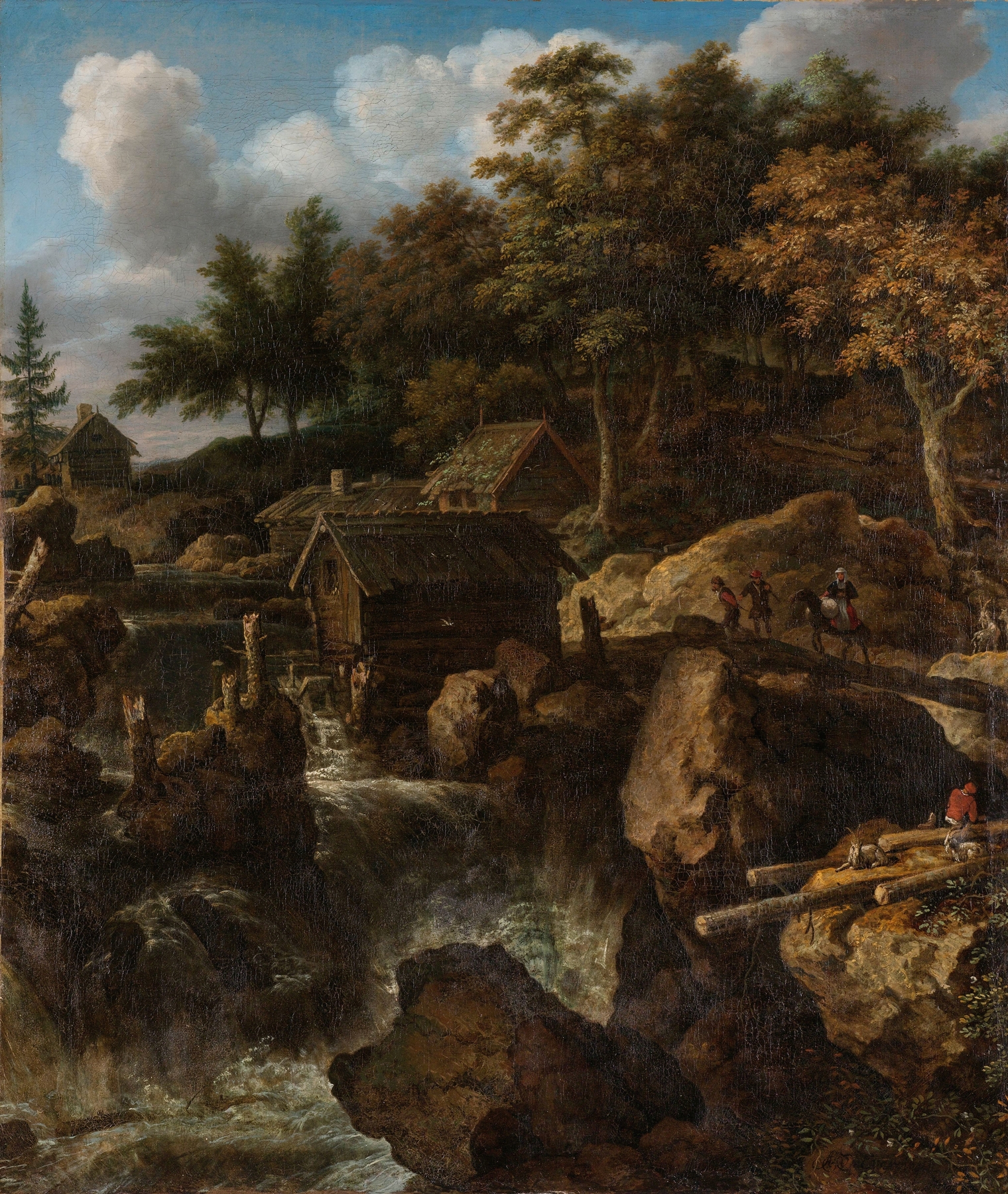 Swedish Landscape with a Waterfall, by Allaert van Everdingen, public domain