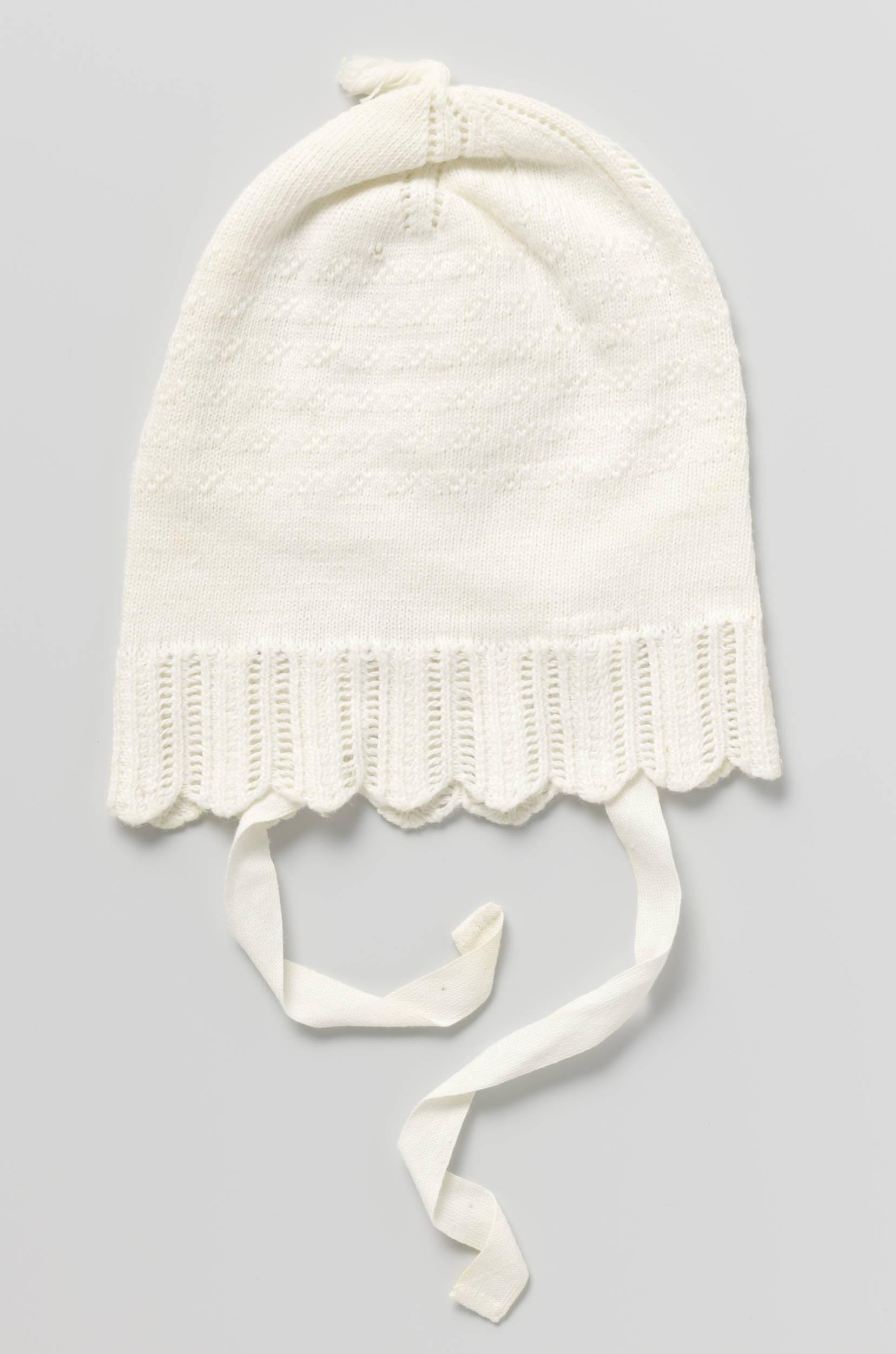 Victorian cotton nightcap with ajour work by unknown artist