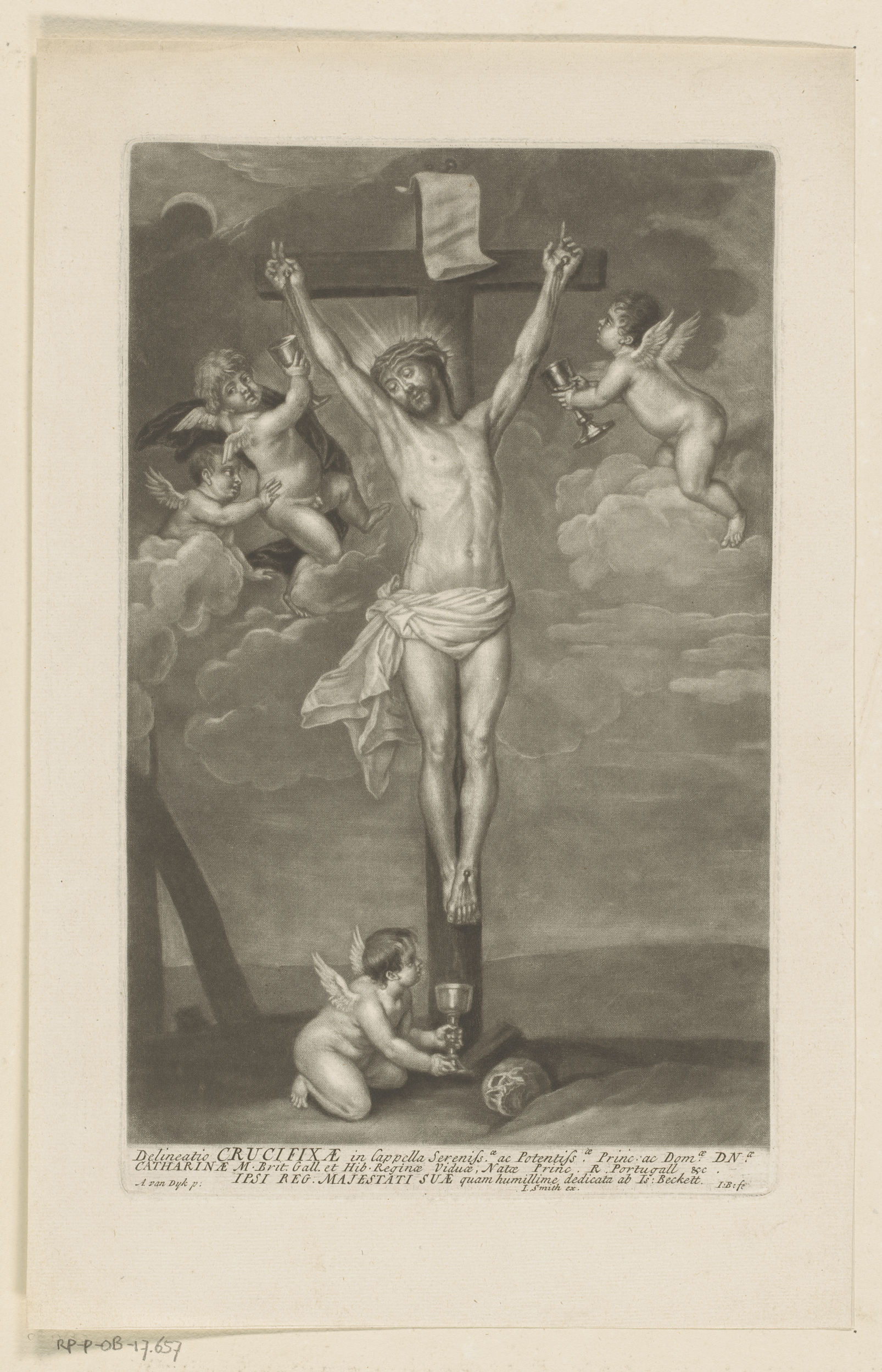 Christus aan het kruis by Isaac Beckett, paper artwork depicting Christ on the cross with luminous background.