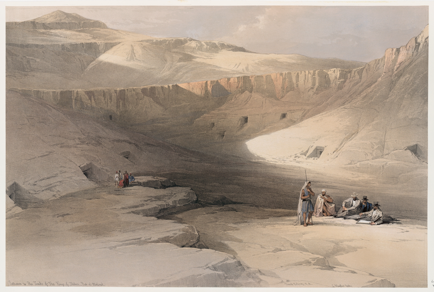 Entrance to the tombs of the kings of Thebes. Bab-el-Malouk [Bîbân al-Mulûk]., by David Roberts, public domain