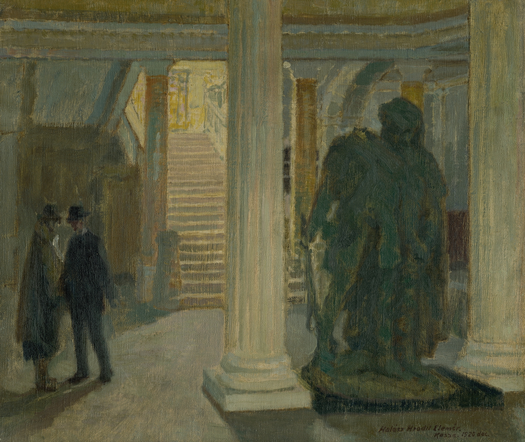Interior of the vestibule of the Košice Museum, oil on canvas by Elemír Halász-Hradil