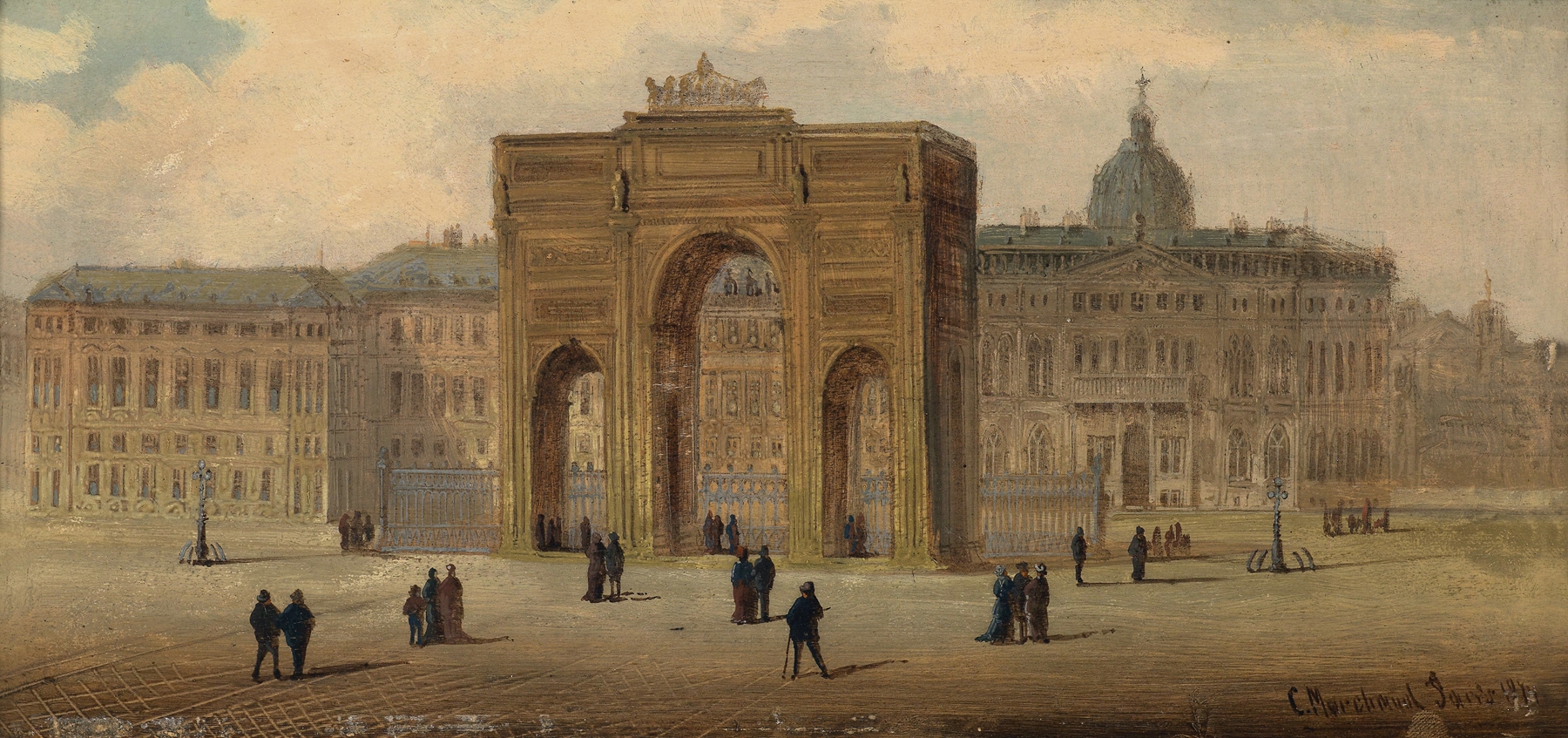Triumphbogen by Karl Kaufmann, bronze sculpture depicting an archway
