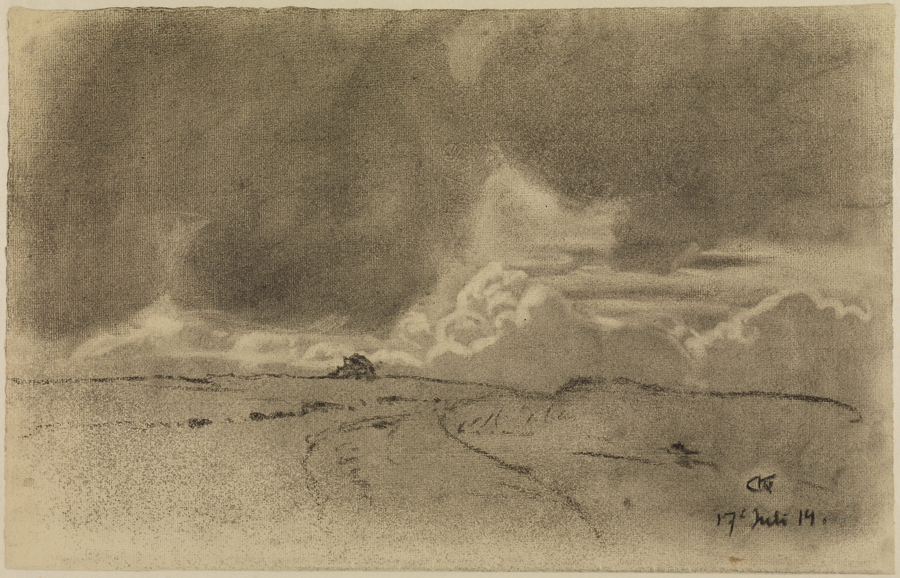 Luft- und Wolkenstudie by Gustav Kampmann, expressionist landscape painting