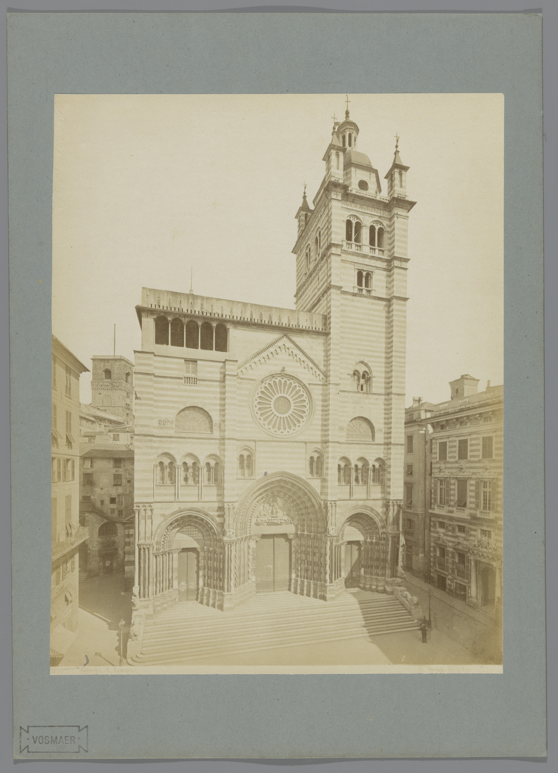 Albumen print of San Lorenzo Cathedral in Genoa by Alfredo Noack