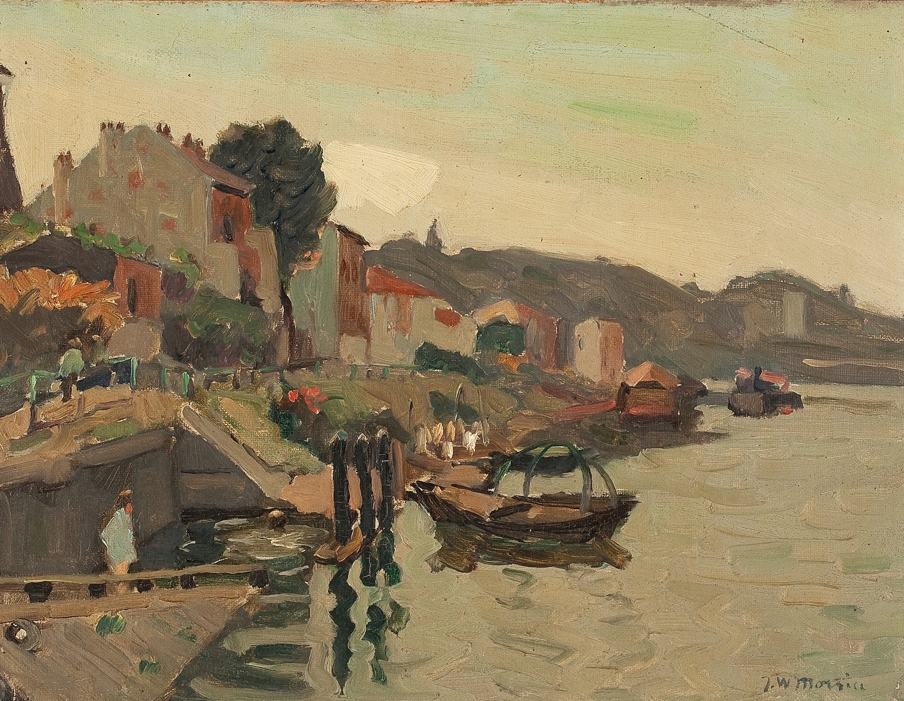 Coastal Village by James Wilson Morrice, oil on canvas depicting a serene seaside village.