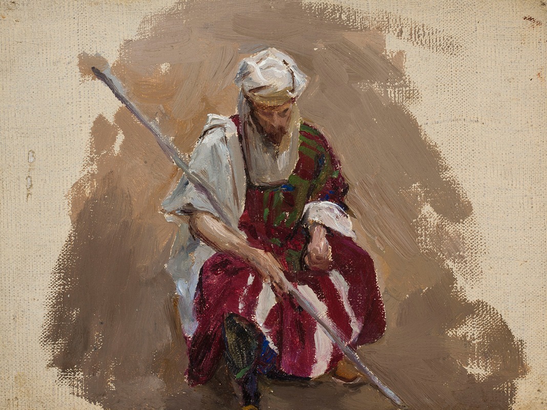 A portrait of a woman in traditional African costume by Jan Ciągliński.