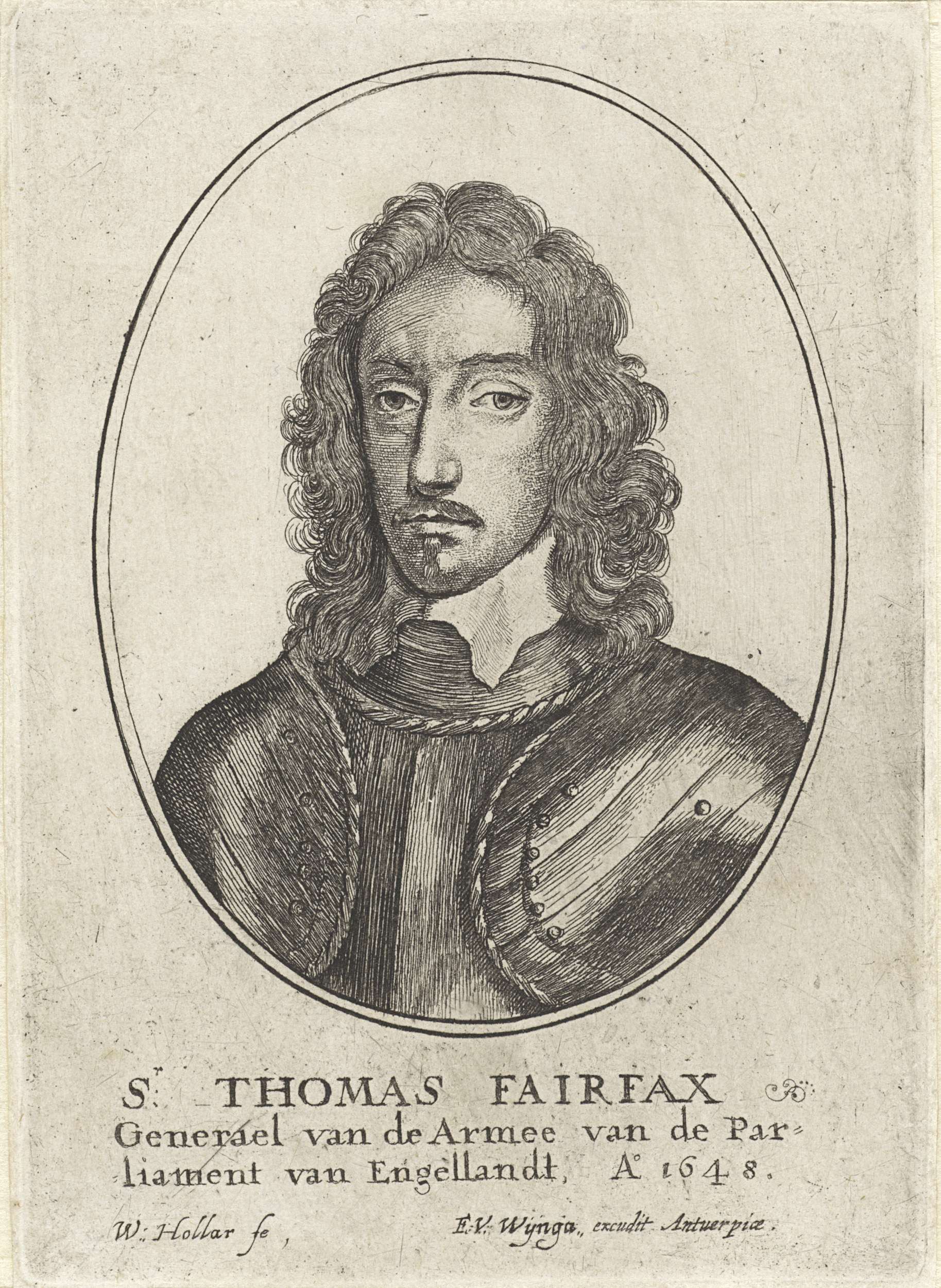 Portret van Thomas Fairfax, militair leider, by Wenceslaus Hollar, public domain