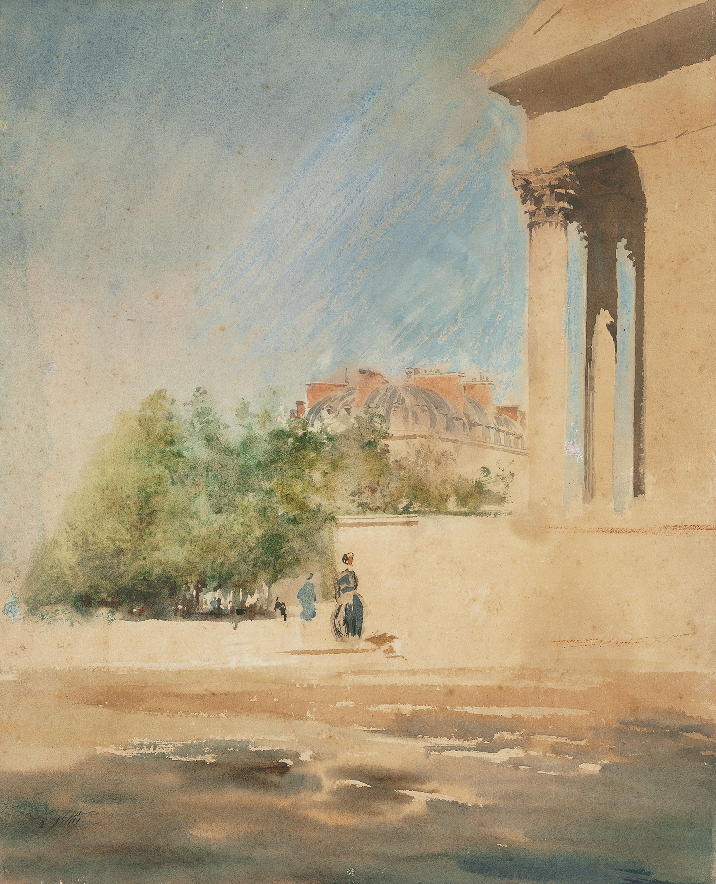 Genre scene of Parisian life, oil on canvas by Giuseppe De Nittis