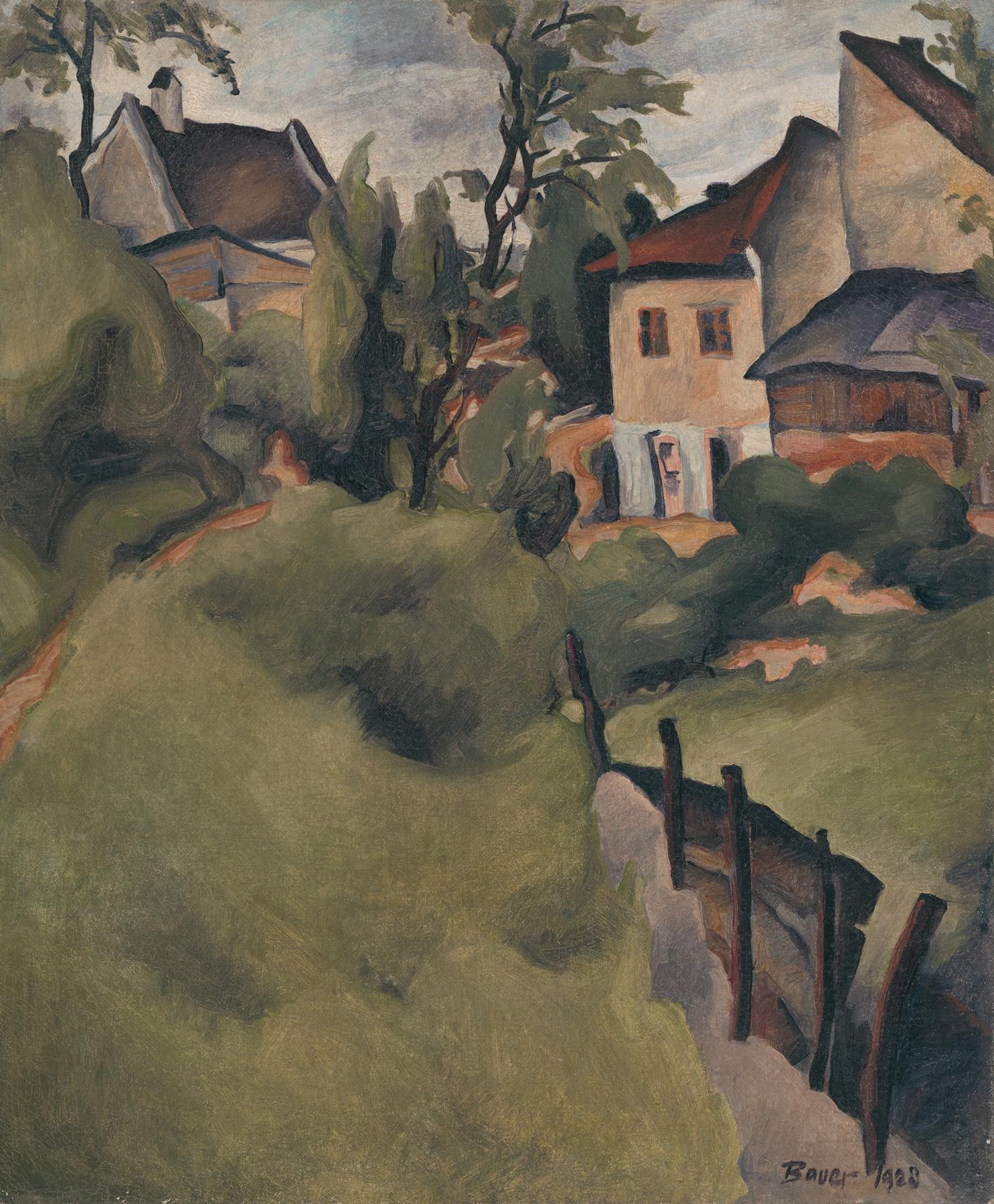 Oil painting by Konštantín Bauer depicting dusky corners of Zákutie Košíc