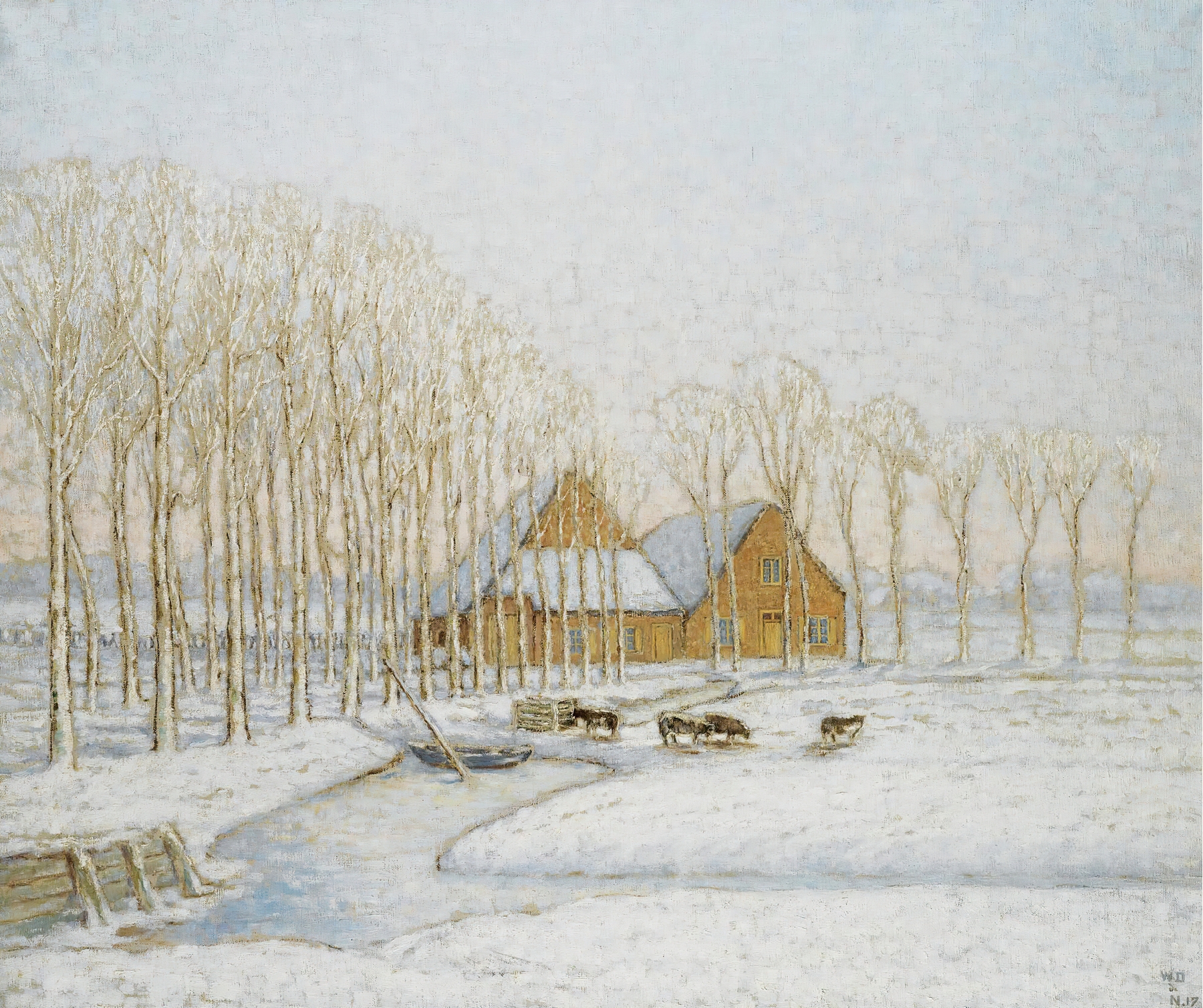 Winter landscape with snow by William Degouve de Nuncques, oil on canvas