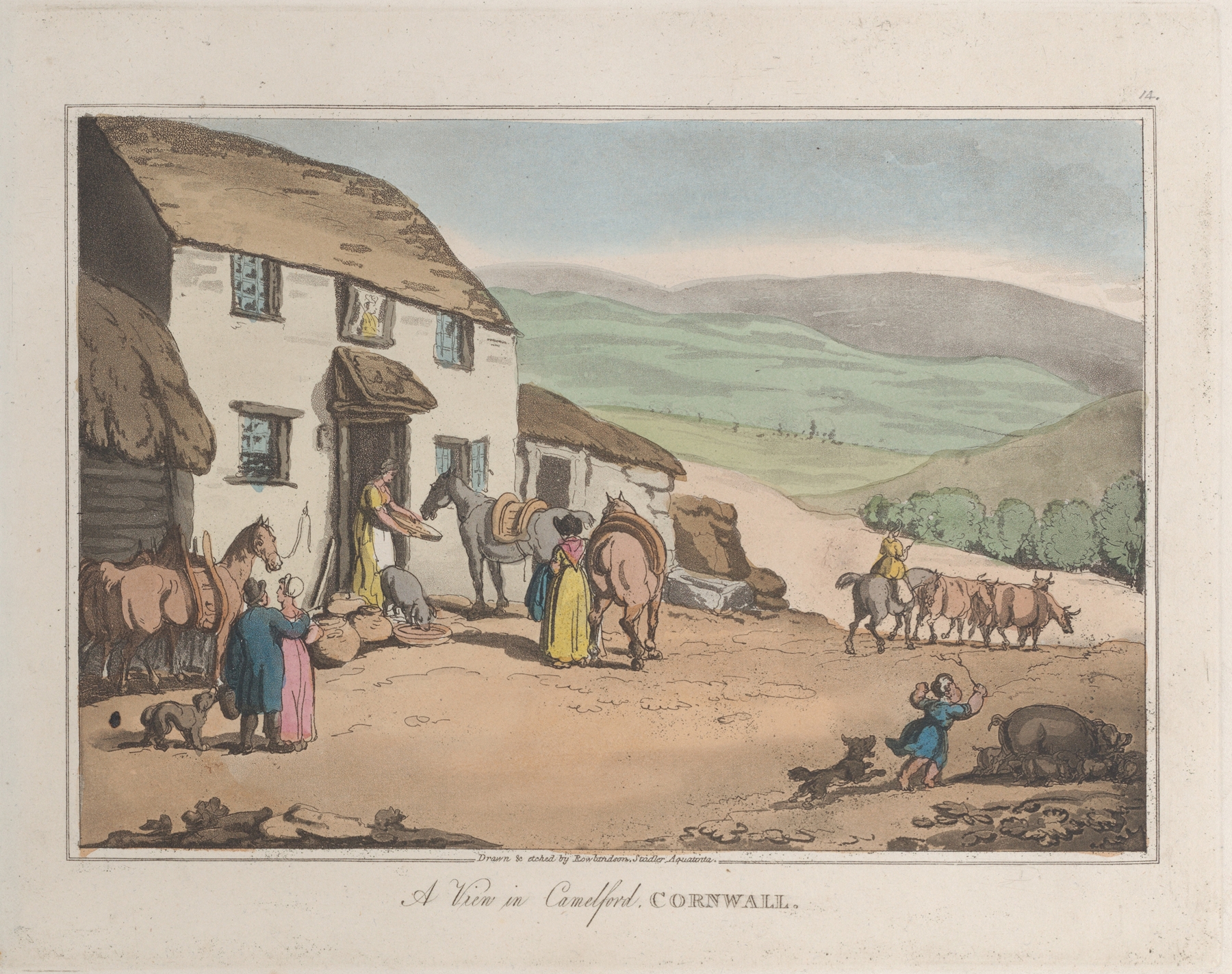 A View of Camelford, Cornwall, by Thomas Rowlandson, public domain