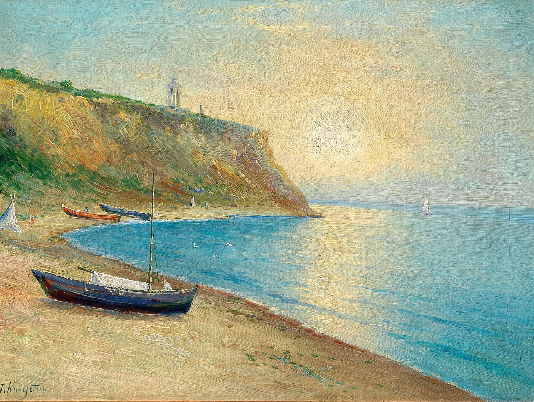 Rugged landscape with clouds under an open sky by Grigori Ivanovitch Kapustin, medium unknown.