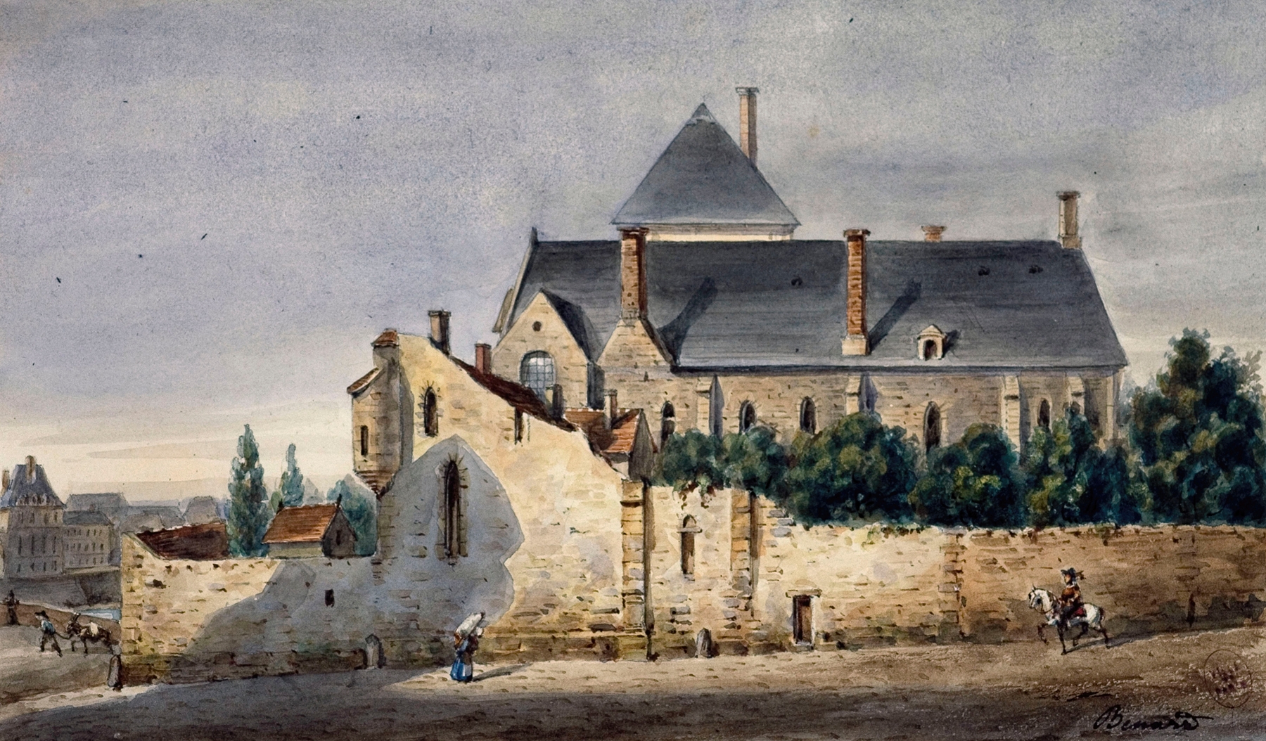 Les restes des bâtiments de l’hôtel du Petit Bourbon., by Auguste-Sébastien Bénard, public domain