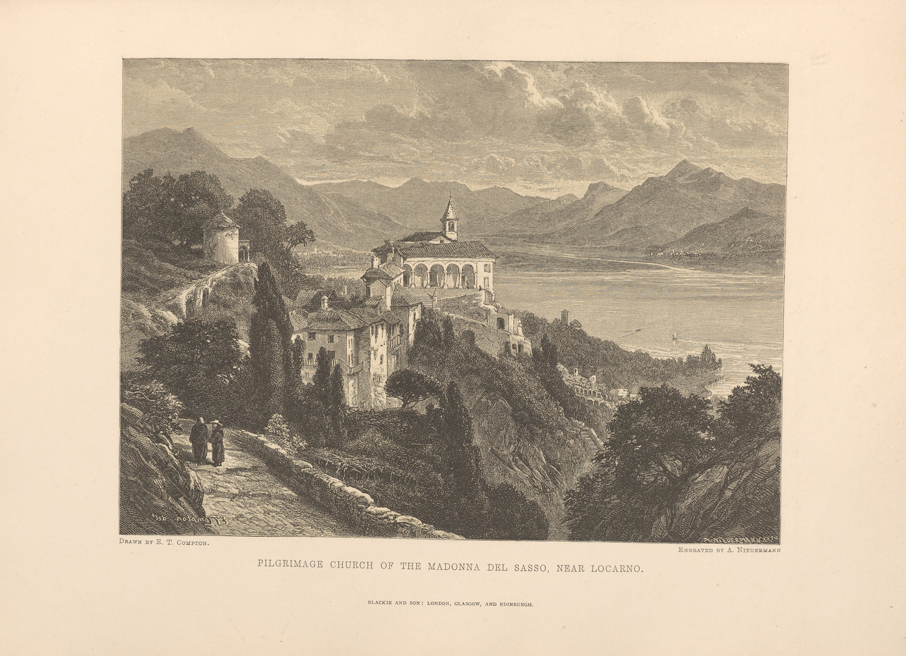 E.‎ ‎T.‎ ‎Compton – Pilgrimage‎ ‎Church‎ ‎of‎ ‎the‎ ‎Madonna‎ ‎del‎ ‎Sasso,‎ ‎near‎ ‎Locarno, by Theodor Gsell Fels, public domain