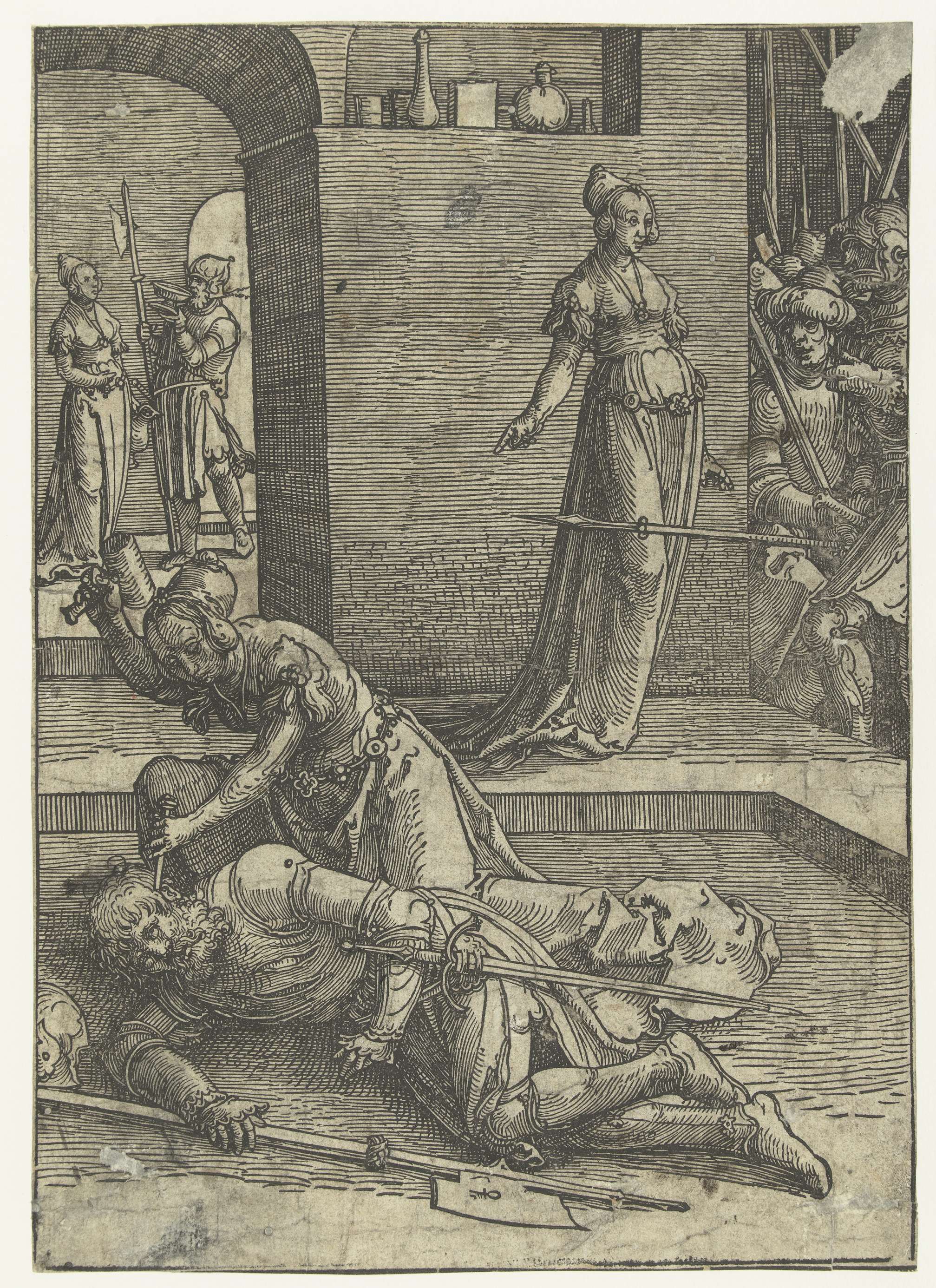 Jaël doodt Sisera, by Lucas van Leyden, public domain