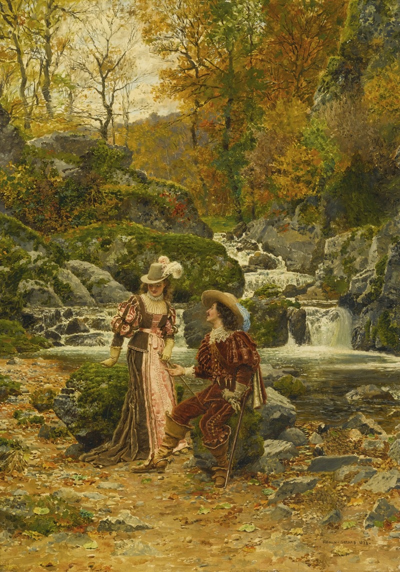 A serene landscape painting by Marie-François Firmin-Girard.