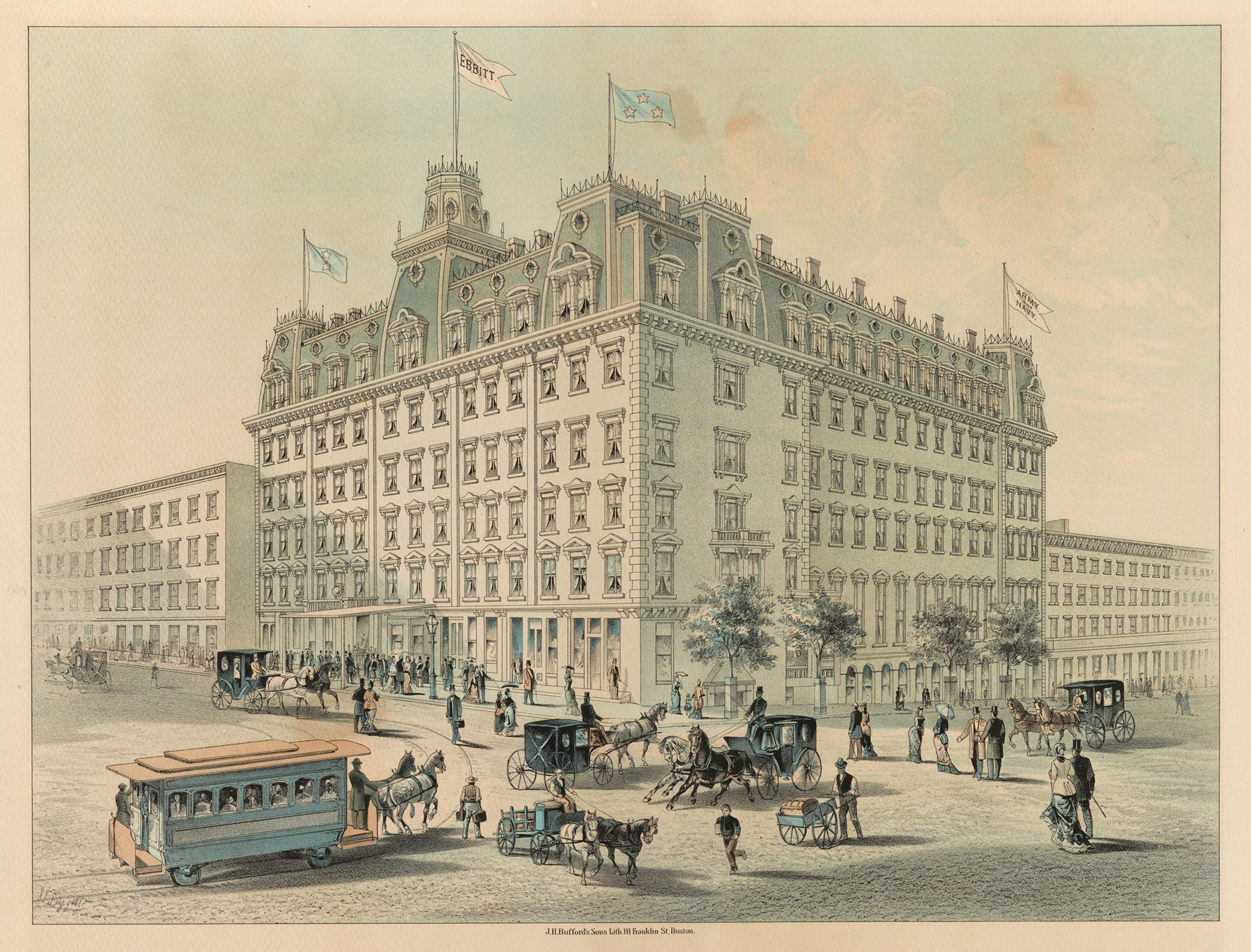 The Ebbitt House, Washington City, D.C., U.S.A., by John H. Bufford's & Sons, public domain