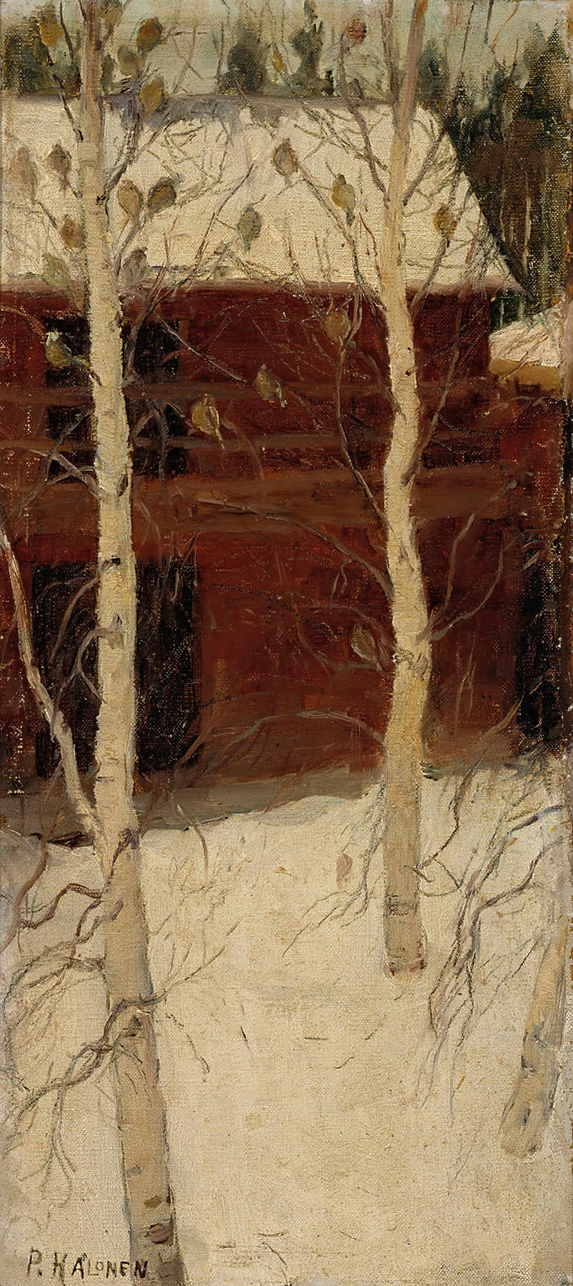 Titmice in Birch Trees, by Pekka Halonen, public domain