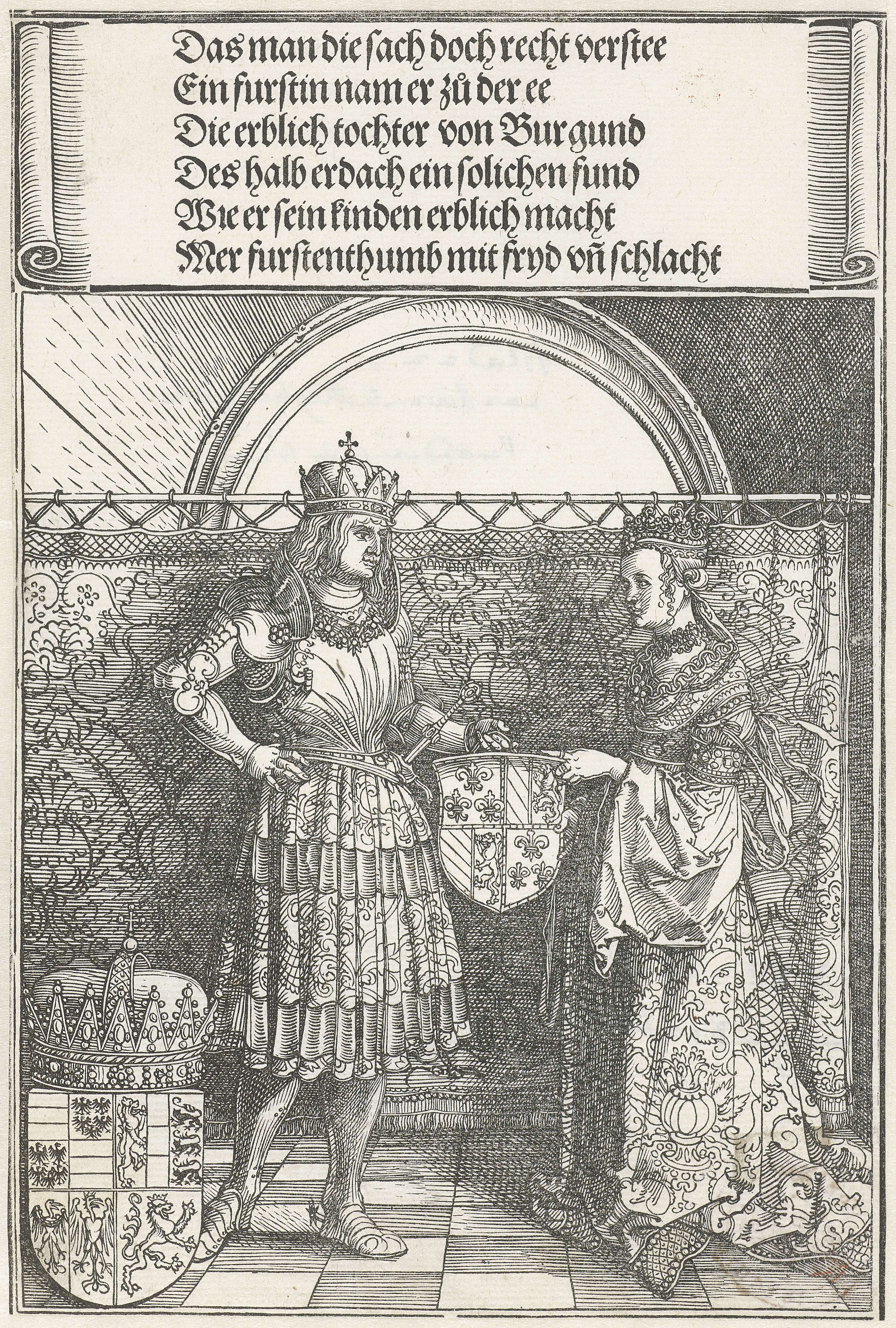 Historical scene of Maximilian marrying Mary of Burgundy, paper by Albrecht Dürer