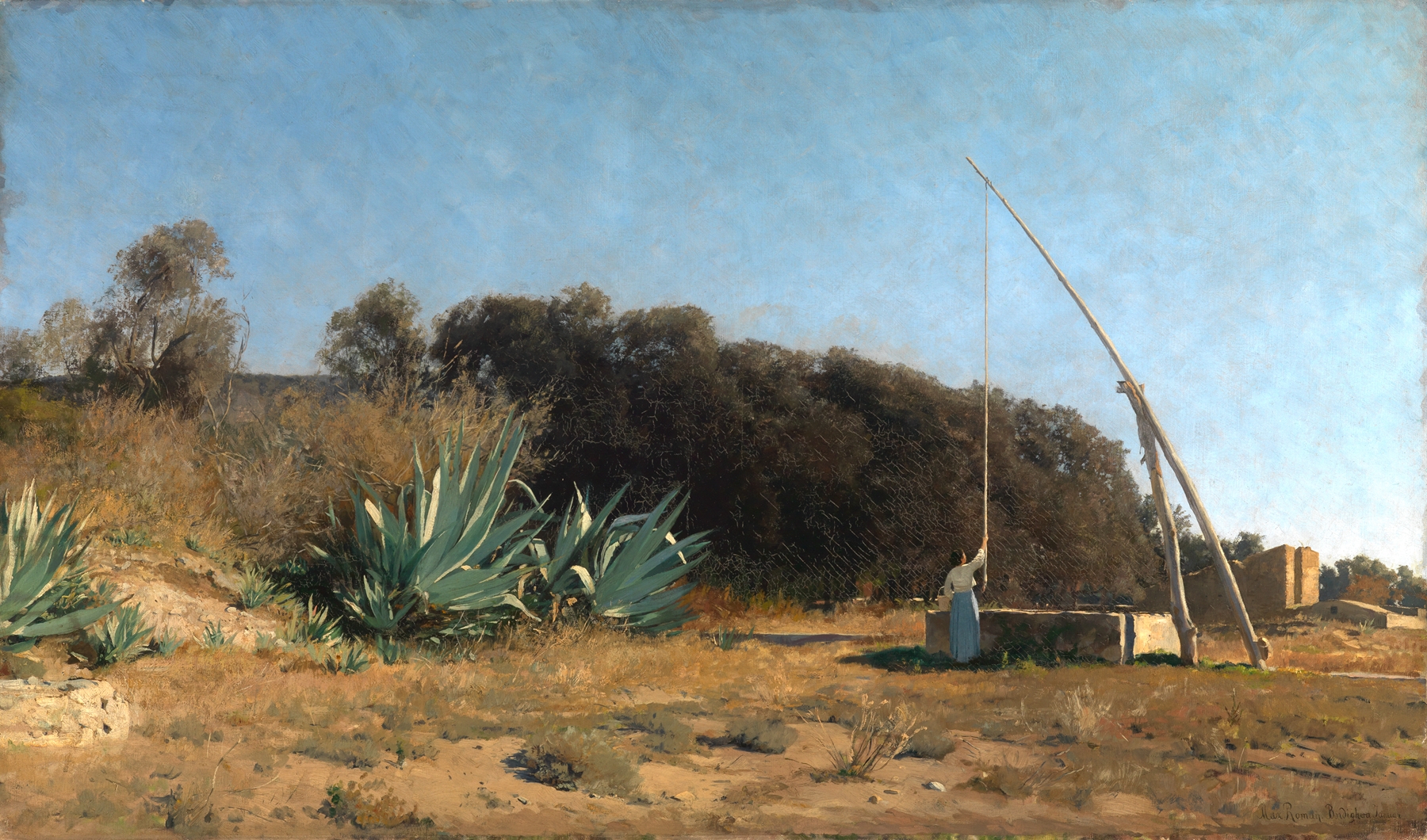 Coastal landscape with sunlight on water, oil on canvas by Max Wilhelm Roman