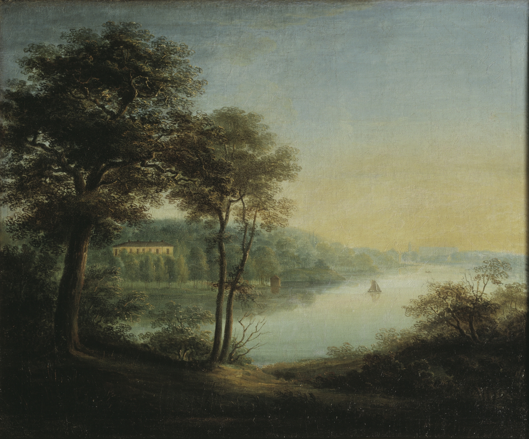 Landscape of Rosendal Castle from the east, oil on canvas by Jeanna Elisabeth Åkerman