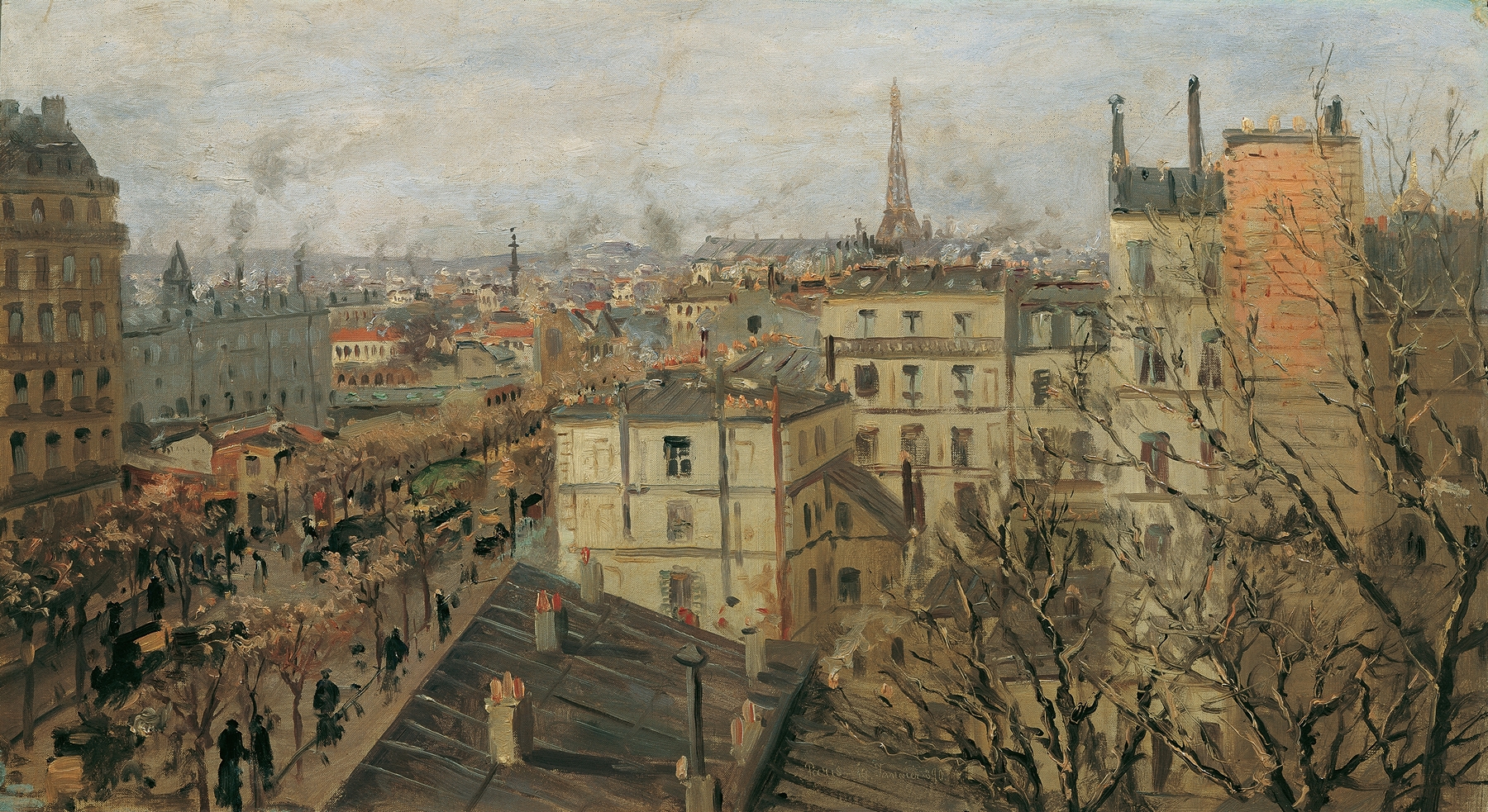 Blick Auf Paris by Theodor Von Hörmann, oil painting depicting a twilight cityscape