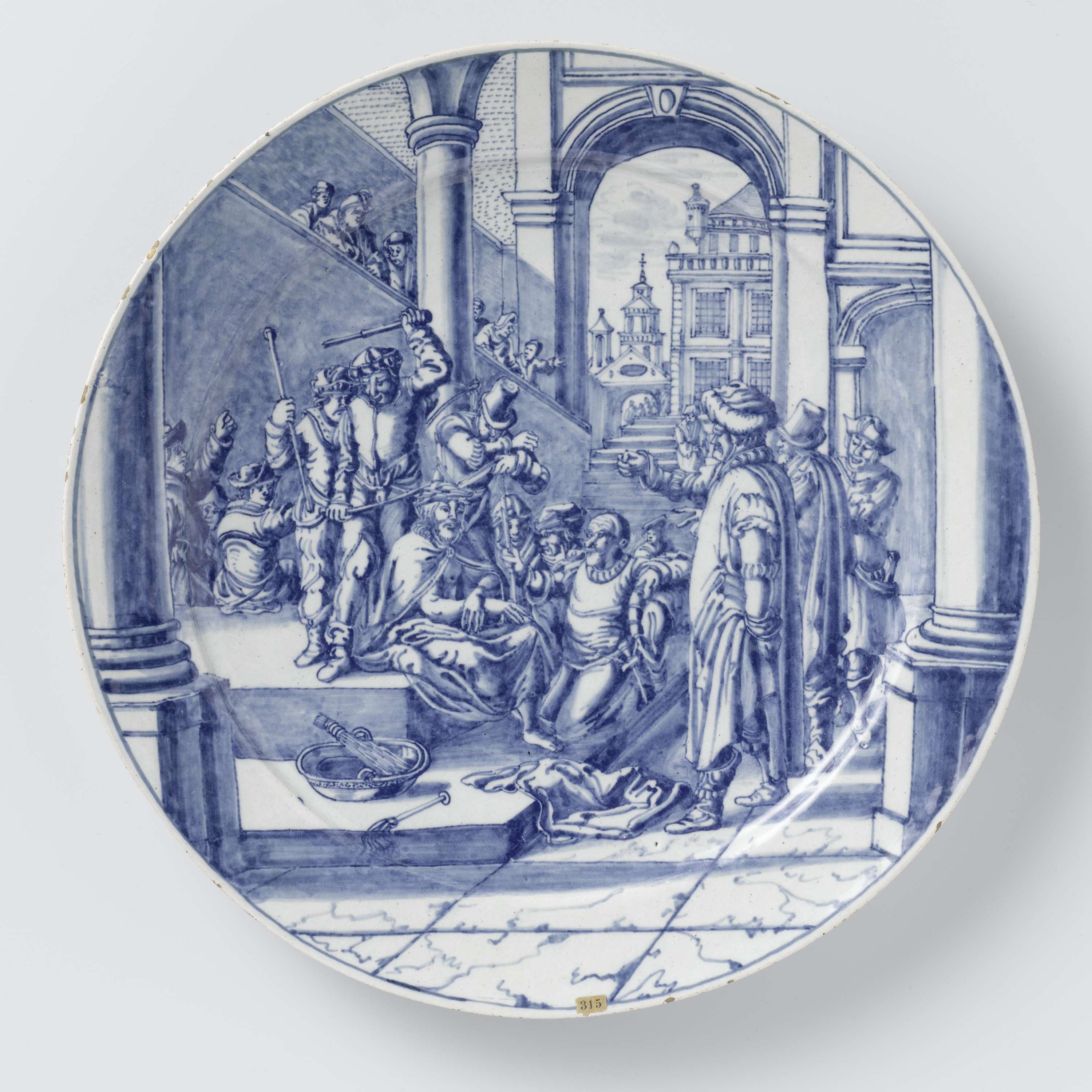 Earthenware plate depicting Christ crowned with thorns by De Roos