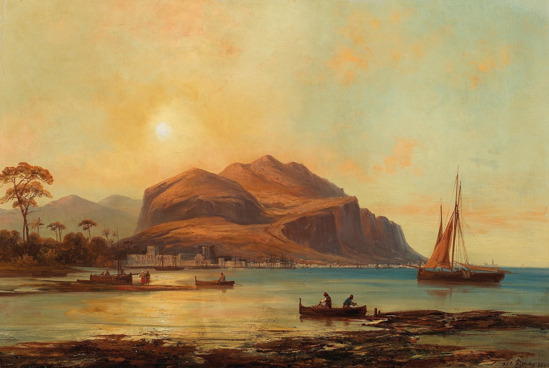 A view of the bay with Monte Pellegrino, oil on canvas by Josef Carl Berthold Püttner