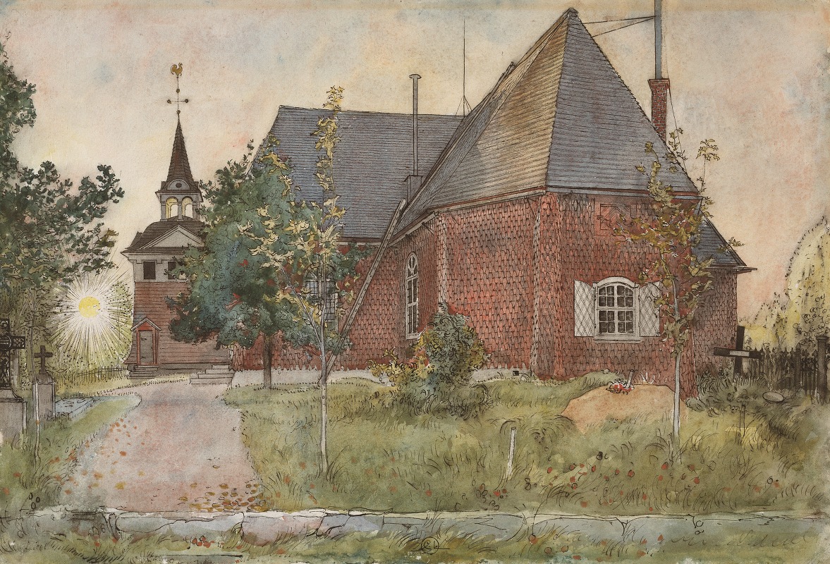 Carl Larsson's 'Old Sundborn Church' captures a serene architectural scene.