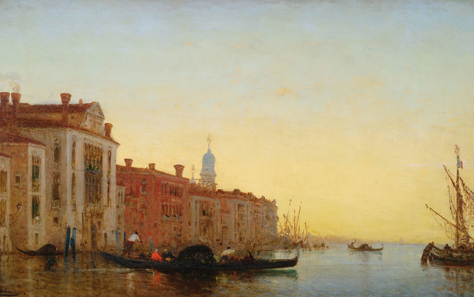 Gondole Traversant L’entrée Du Grand Canal, by Félix Ziem, public domain