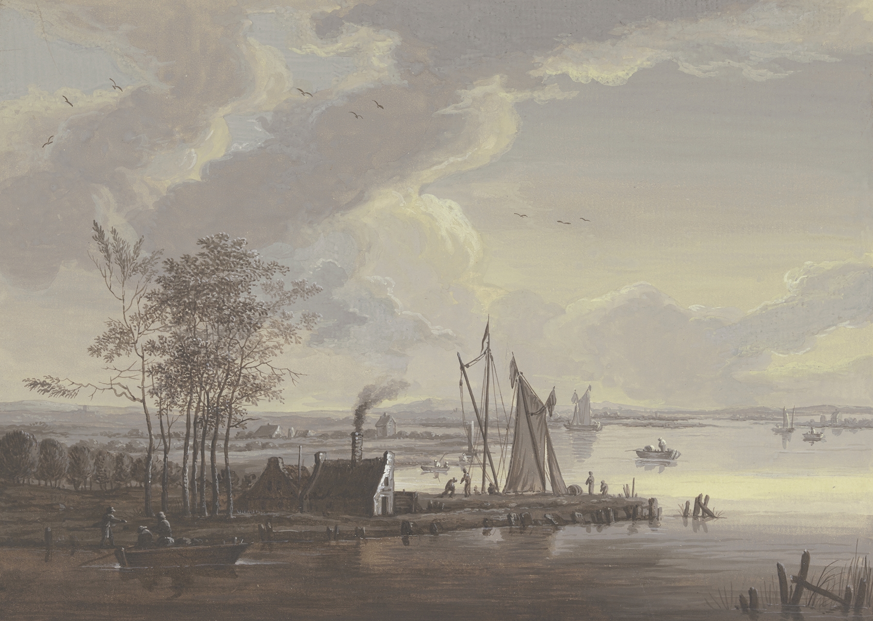 River scenery in summer, oil on canvas by Johann Friedrich Morgenstern