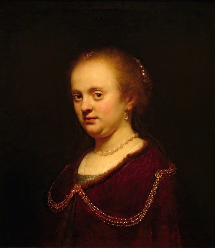 Rembrandt's 'Young Woman with a Gold Chain' captures a young woman adorned with a striking gold chain.