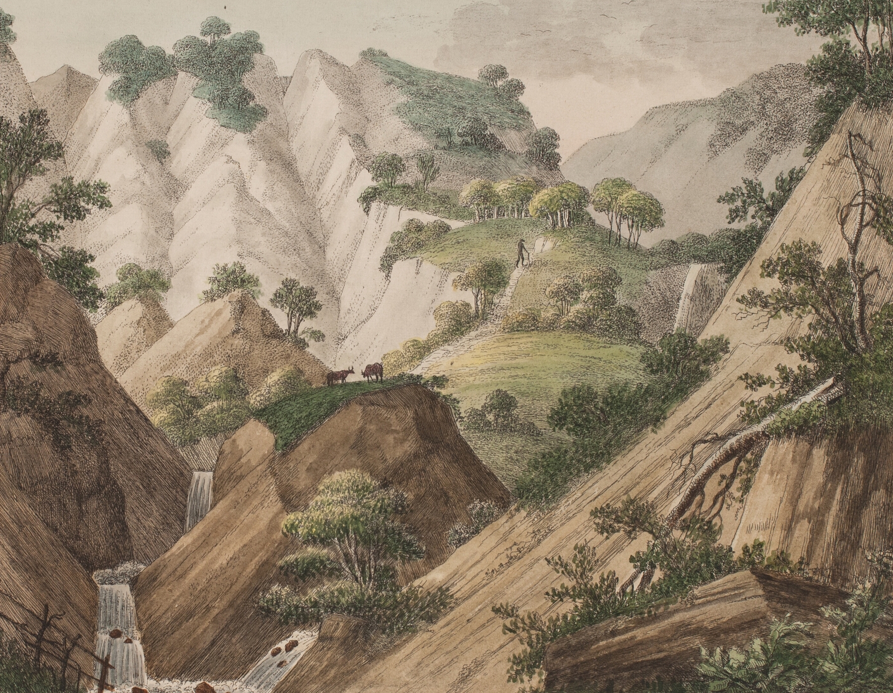 Landscape featuring chalk cliffs and sky by Søren L. Lange, oil painting
