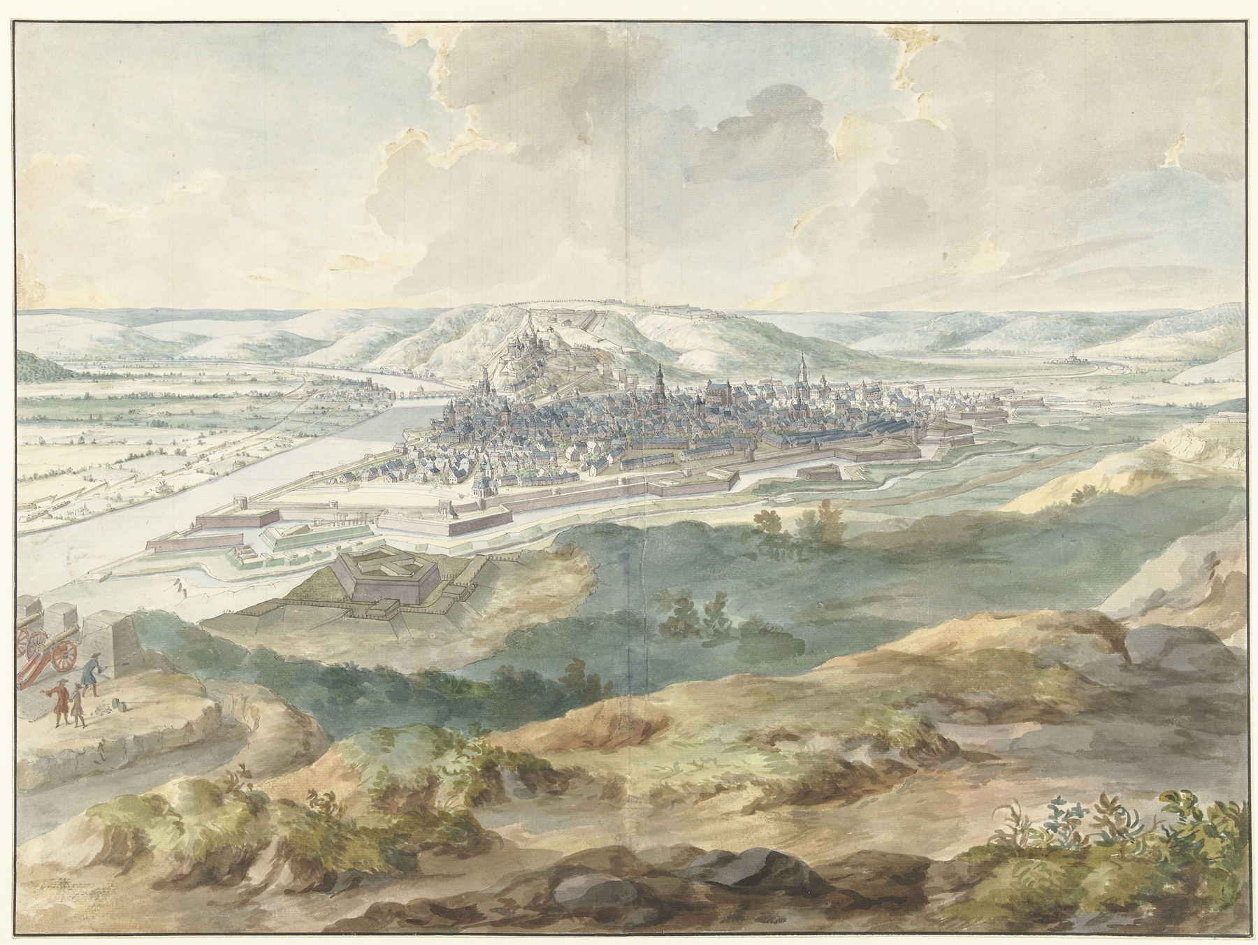 Historical landscape of the siege of Namur in 1695 by Dirk Maas