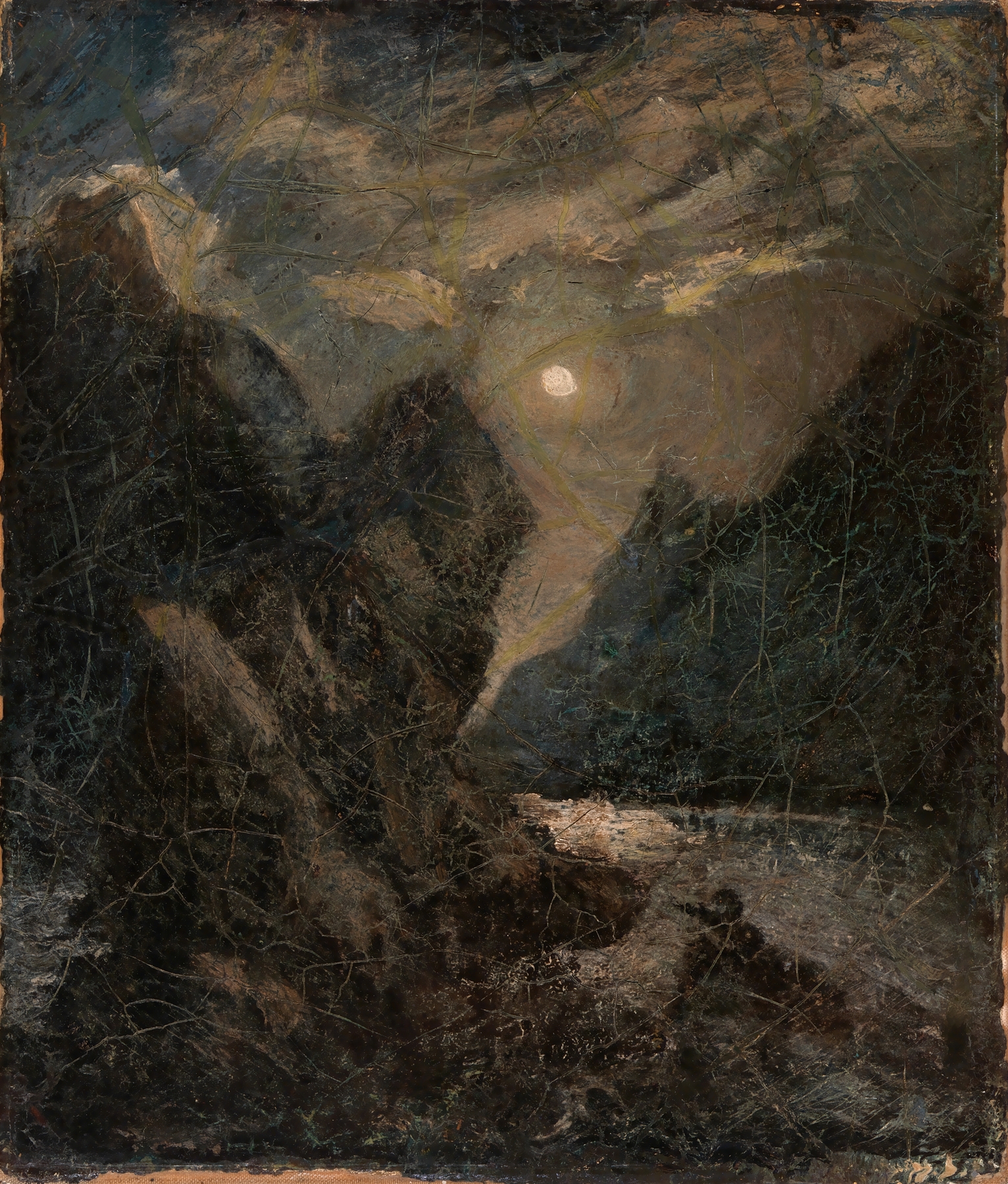 The Lorelei, oil on canvas by Albert Pinkham Ryder, depicting a mythical figure amidst swirling waters.