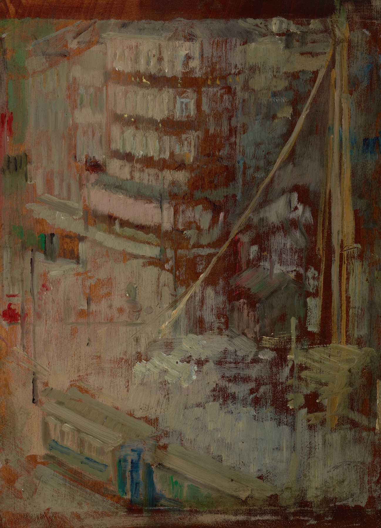 Interior oil painting by Olga Boznanska featuring a solitary figure in soft light