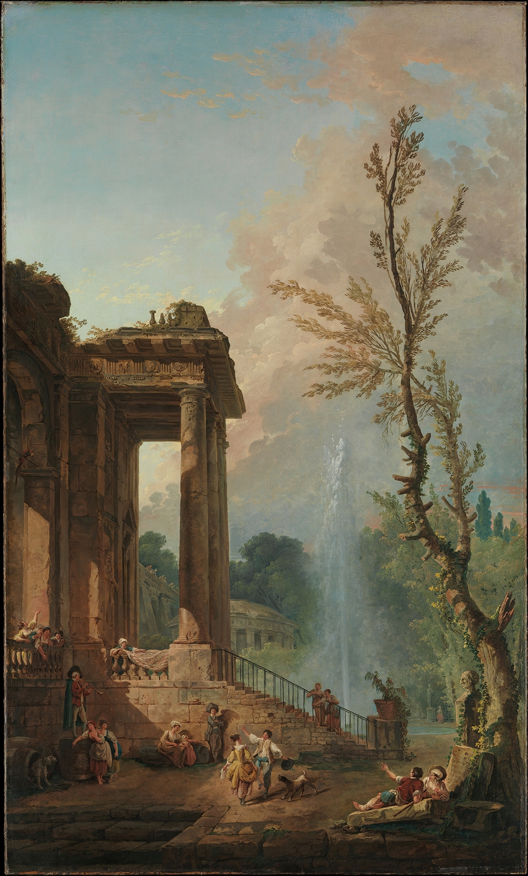 The Portico of a Country Mansion, by Hubert Robert, public domain