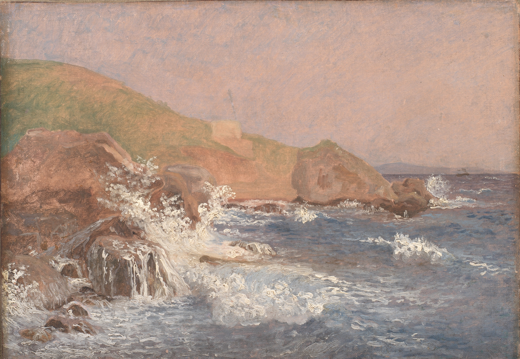 Rough Sea on a Rocky Coast, Capri, by Christen Købke, public domain