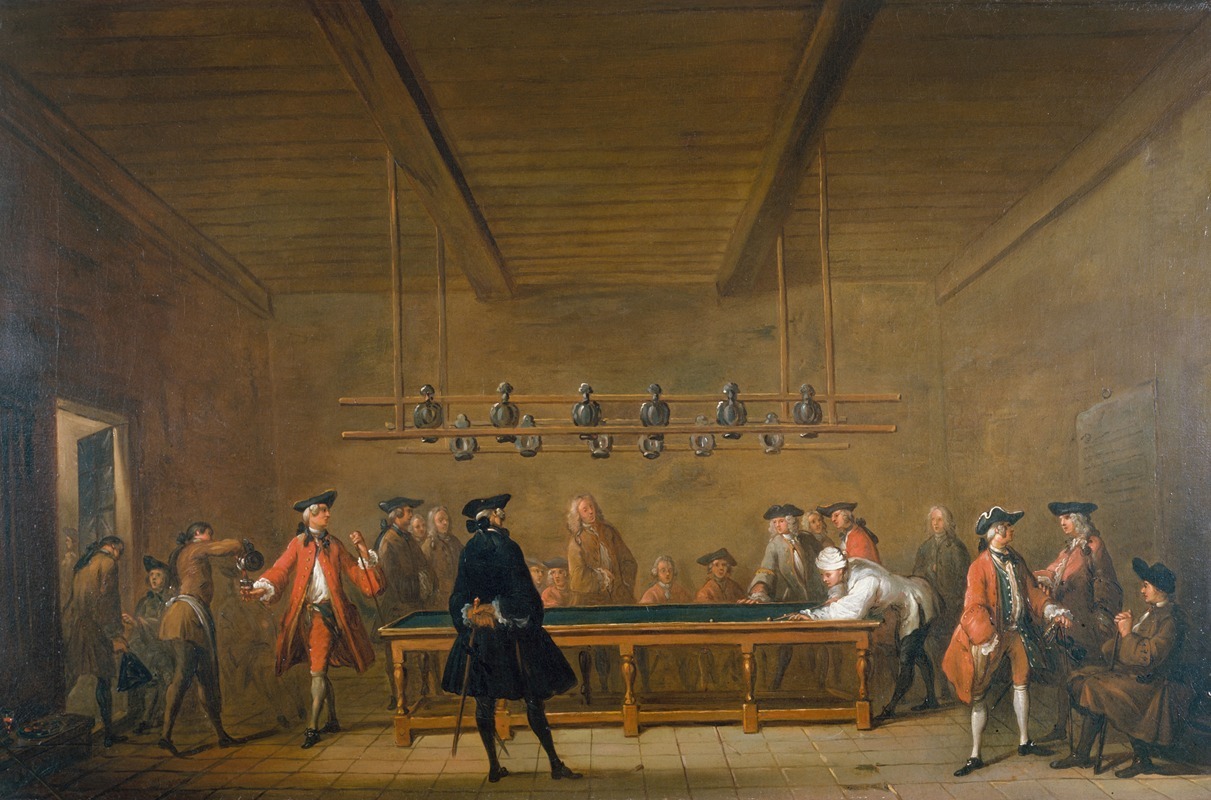 A genre scene depicting a billiard game by Jean Siméon Chardin.