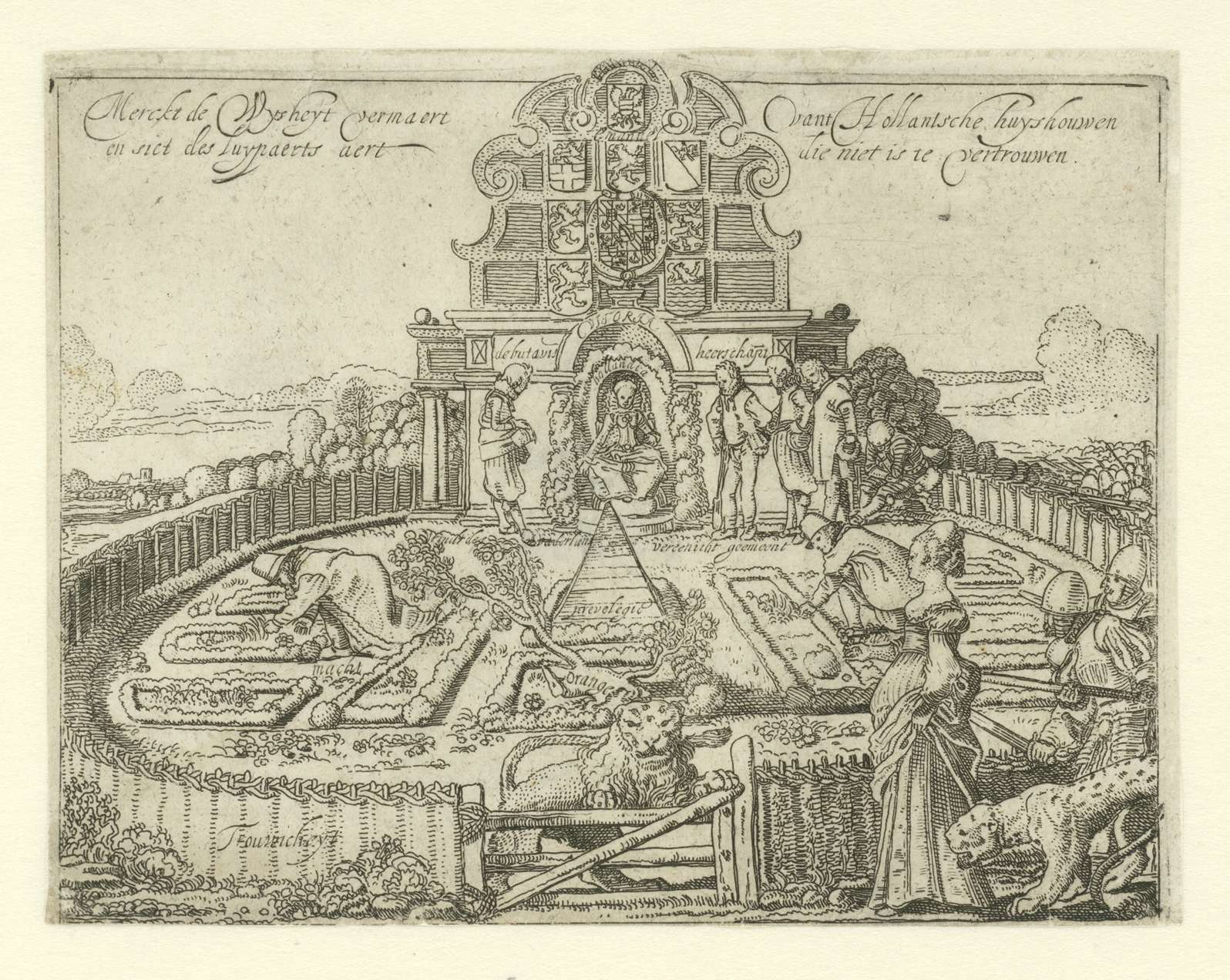 Allegorie op de onbetrouwbaarheid van Spanje en de vrijheid en welstand van de Zeven Provinciën: de Hollandse Tuin, by Willem Pietersz Buytewech, public domain