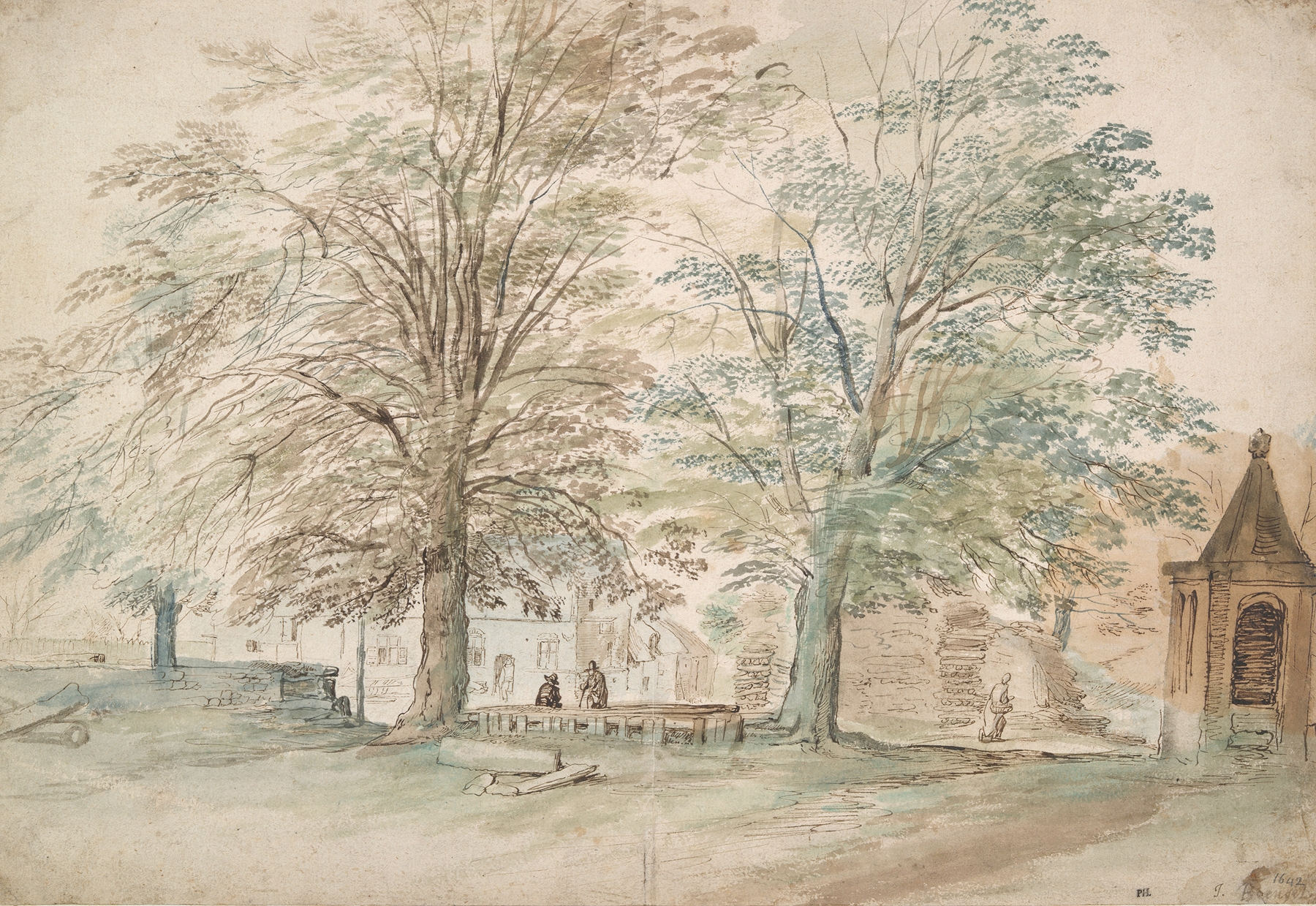 Village Meeting Place under Two Old Trees, by Jan Brueghel the Elder, public domain