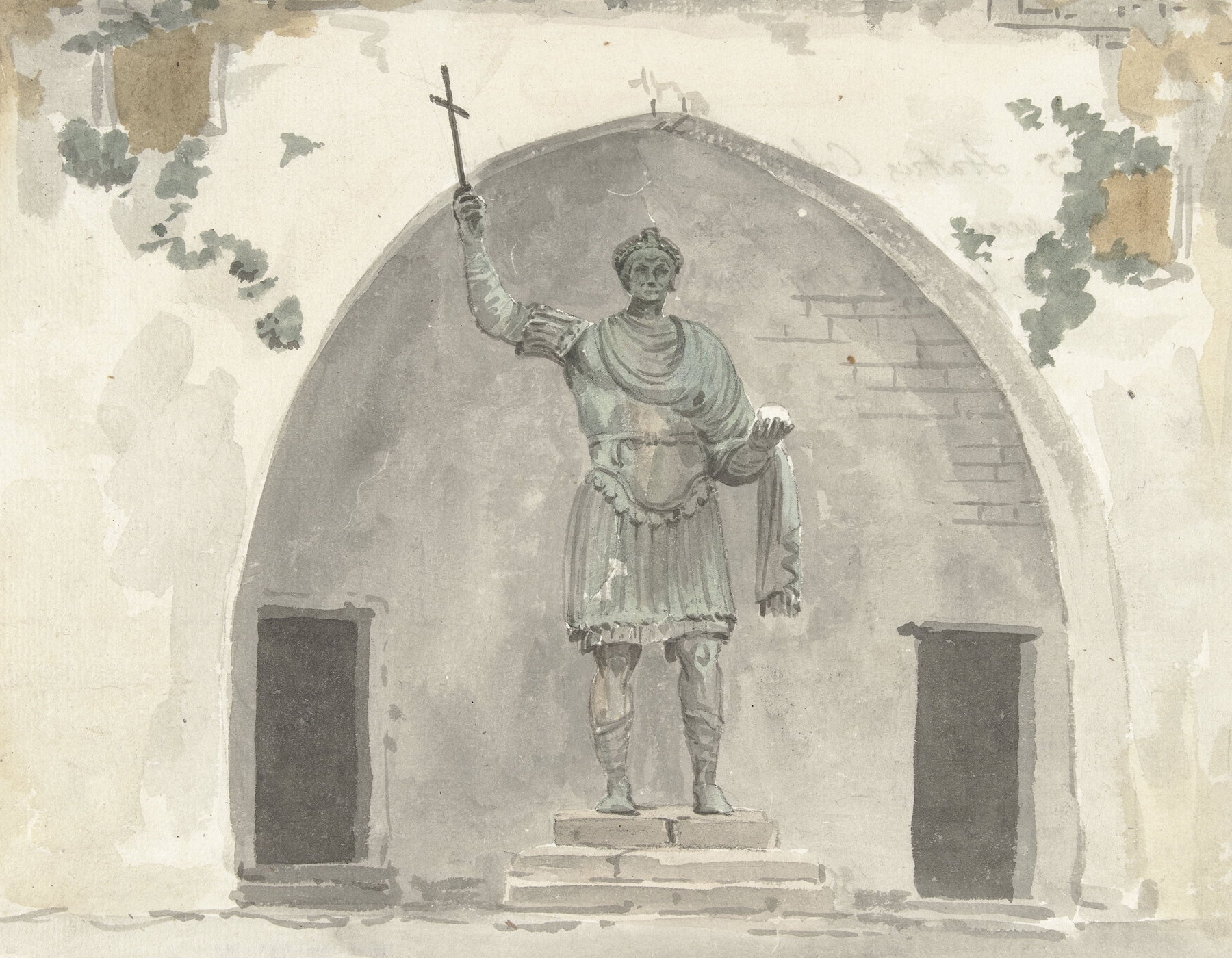 Bronze statue of an emperor in Barletta by Abraham-Louis-Rodolphe Ducros