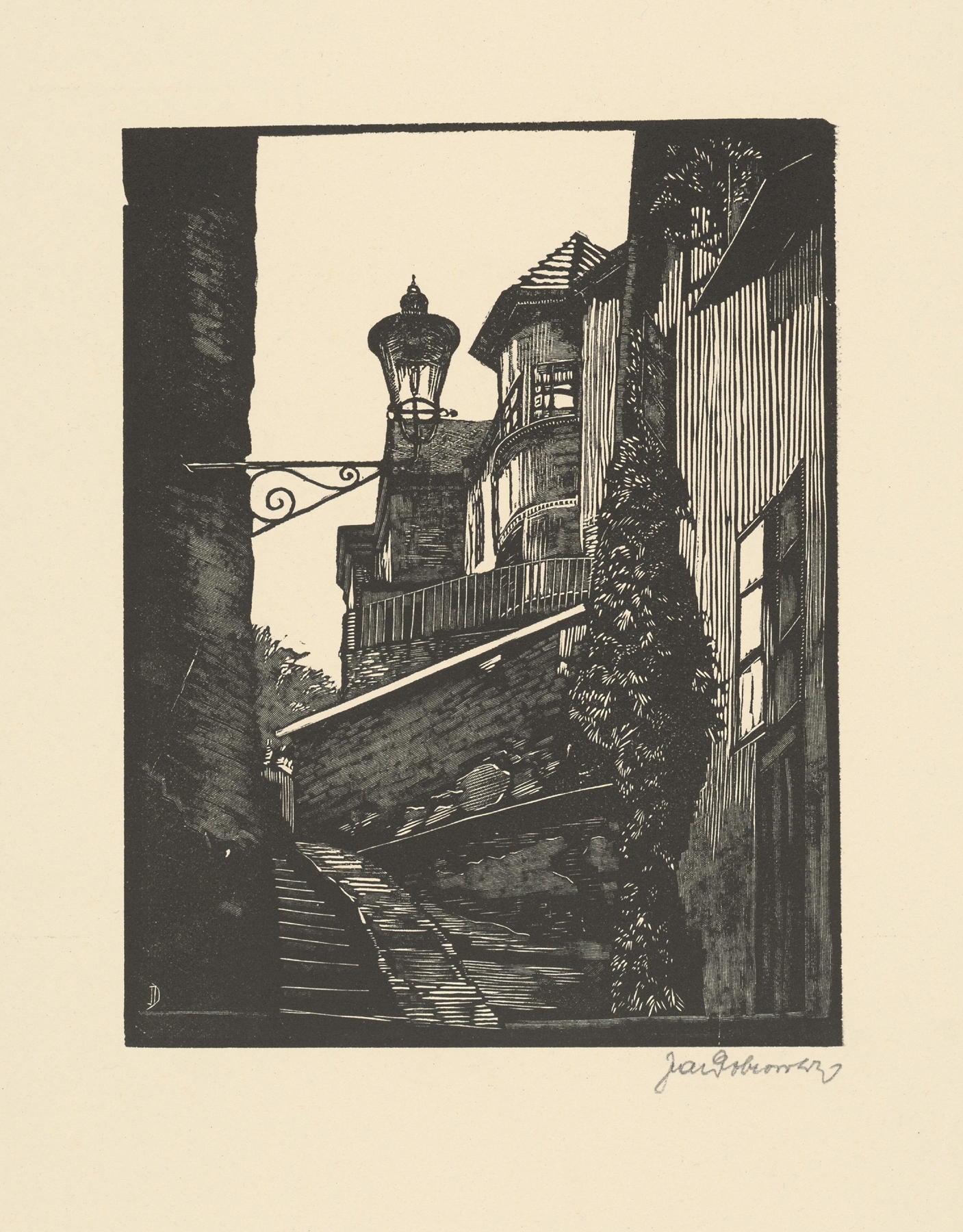 Landscape depicting a crumbling city wall by Jaroslav Dobrovolský