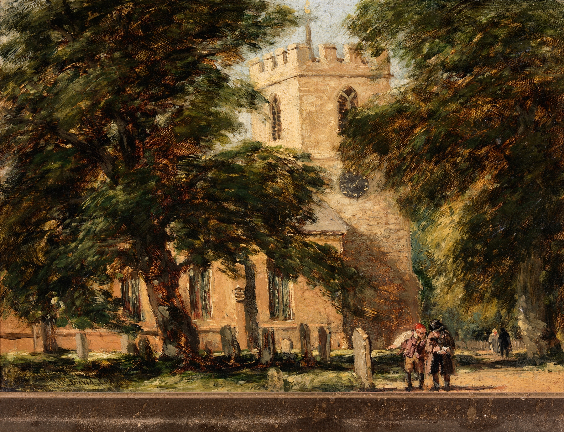 Harborne Church, near Birmingham, by David Cox, public domain