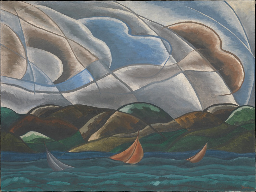 A colorful abstract landscape painting by Arthur Dove.